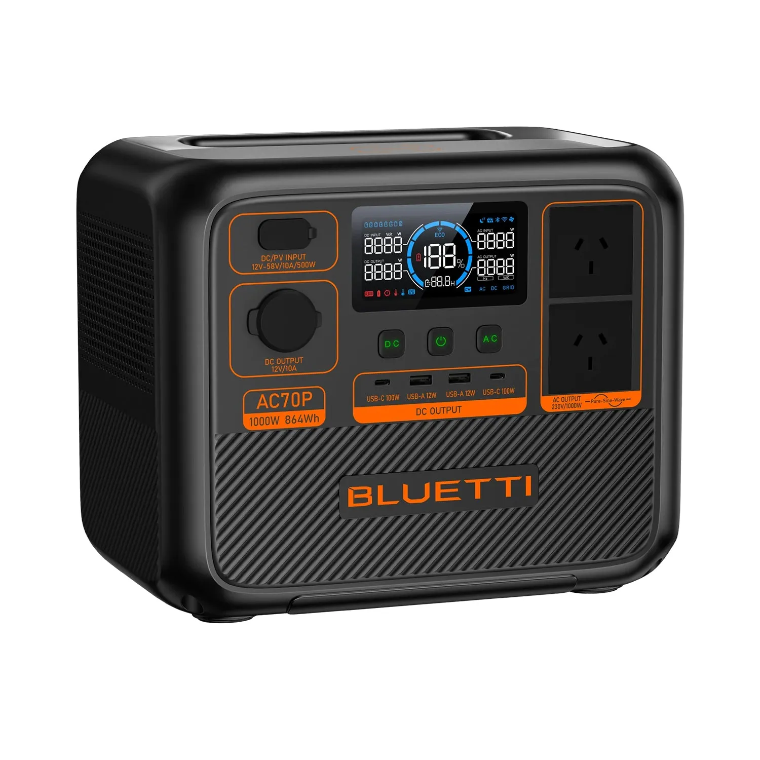 Bluetti Ac70 P Portable Power Station | 1000 W 864 Wh