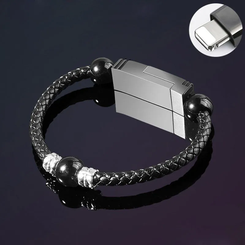 Bracelet Type Data Cable Bracelet Portable Leather Charging Cable