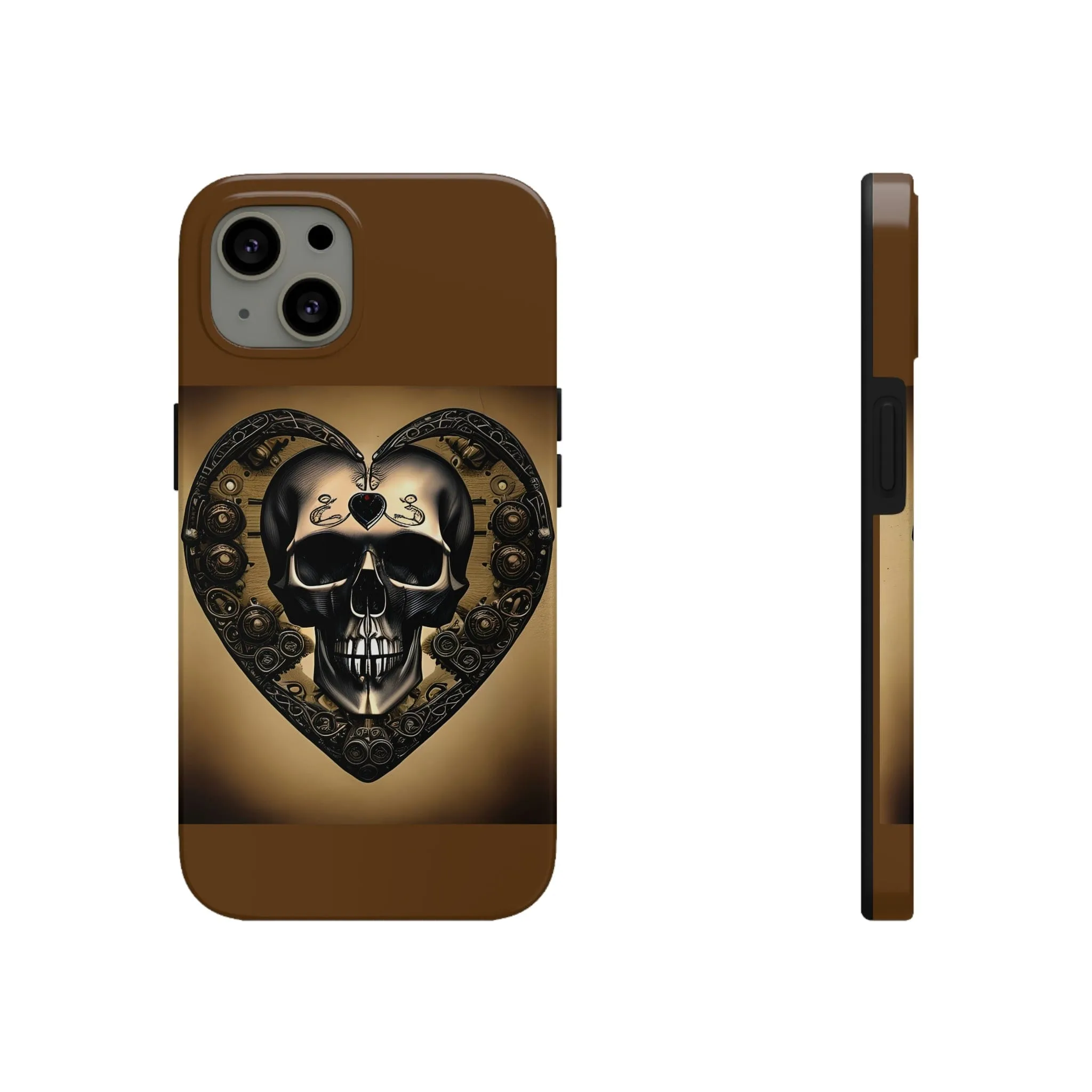 Brown Skull Heart Tough Phone Cases For Iphone Series