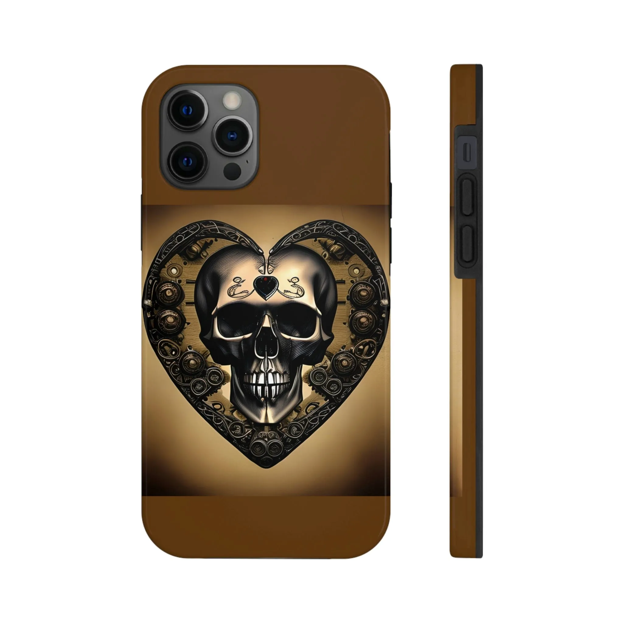 Brown Skull Heart Tough Phone Cases For Iphone Series