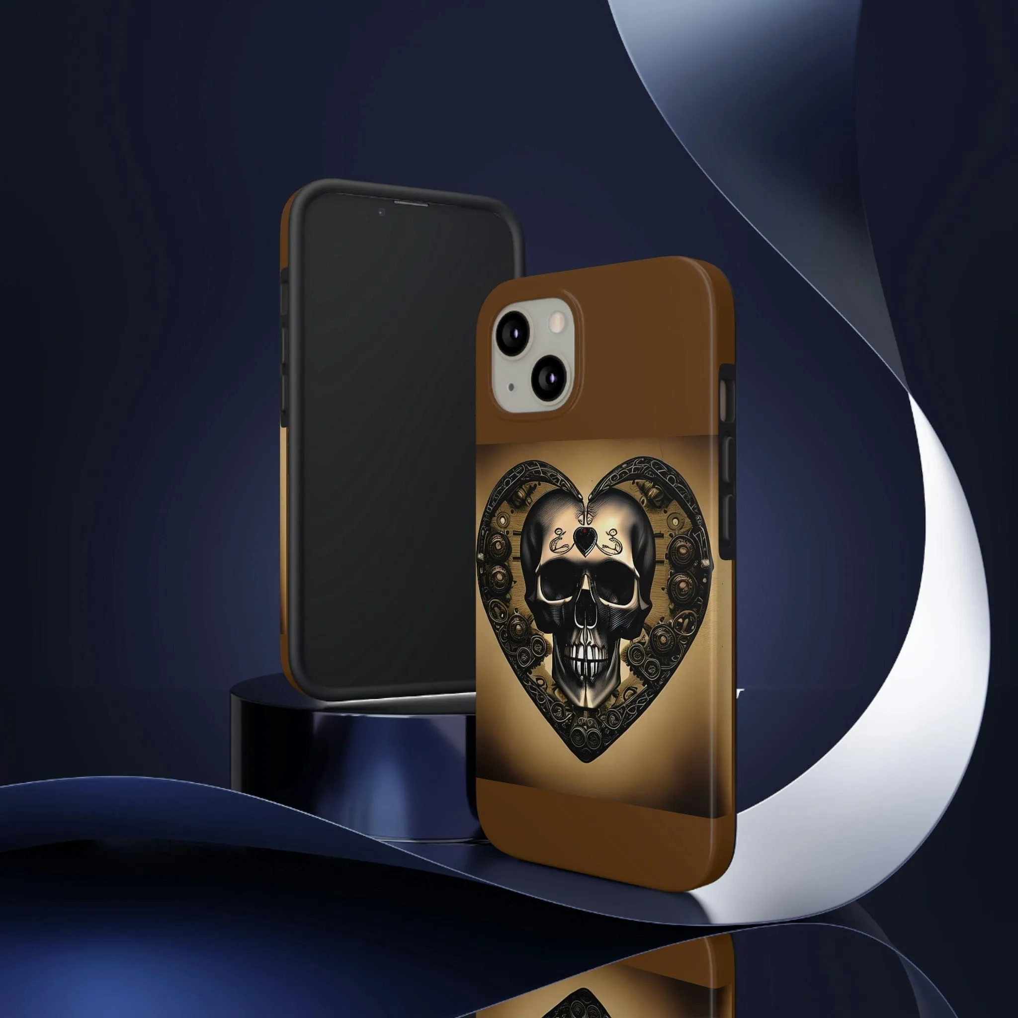 Brown Skull Heart Tough Phone Cases For Iphone Series