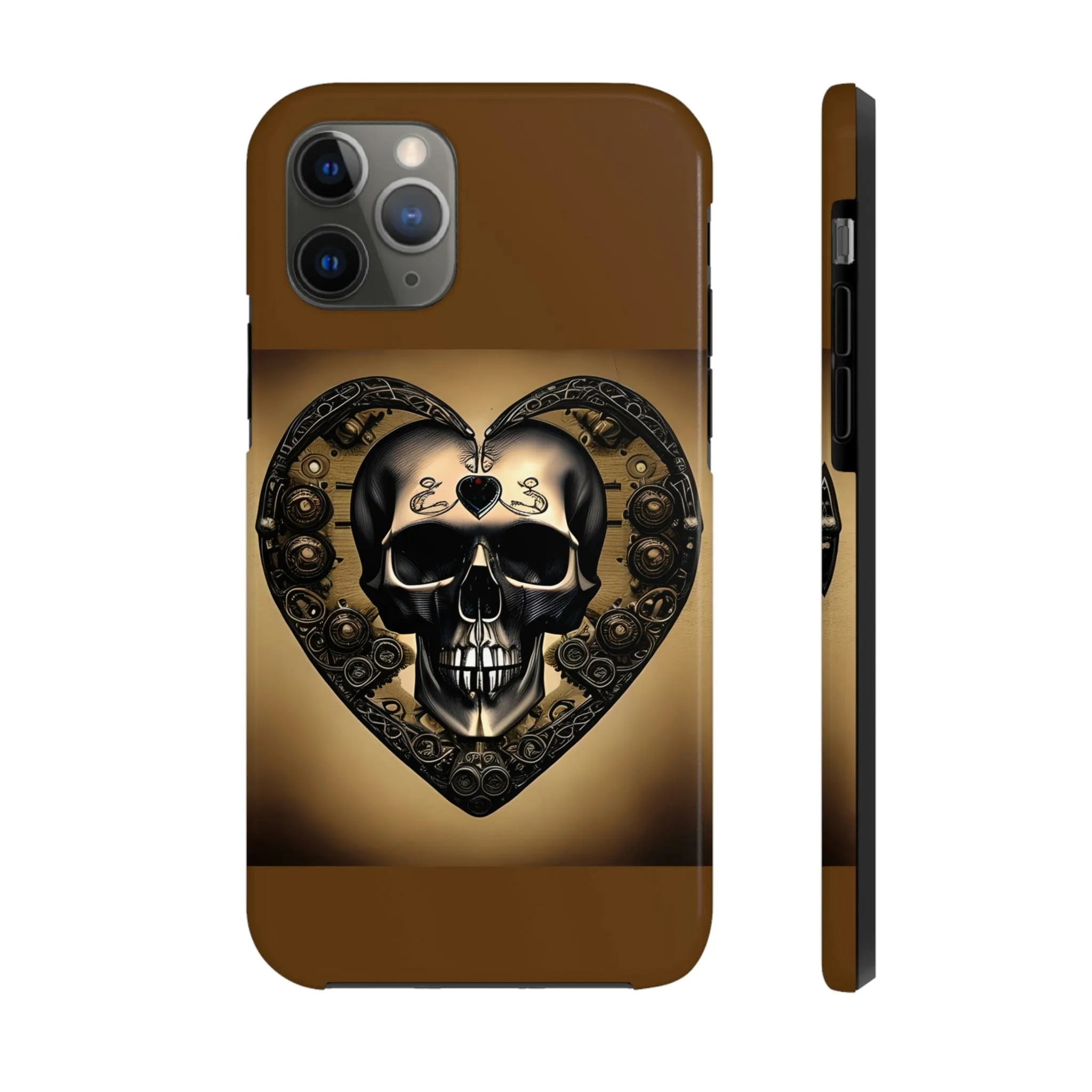 Brown Skull Heart Tough Phone Cases For Iphone Series