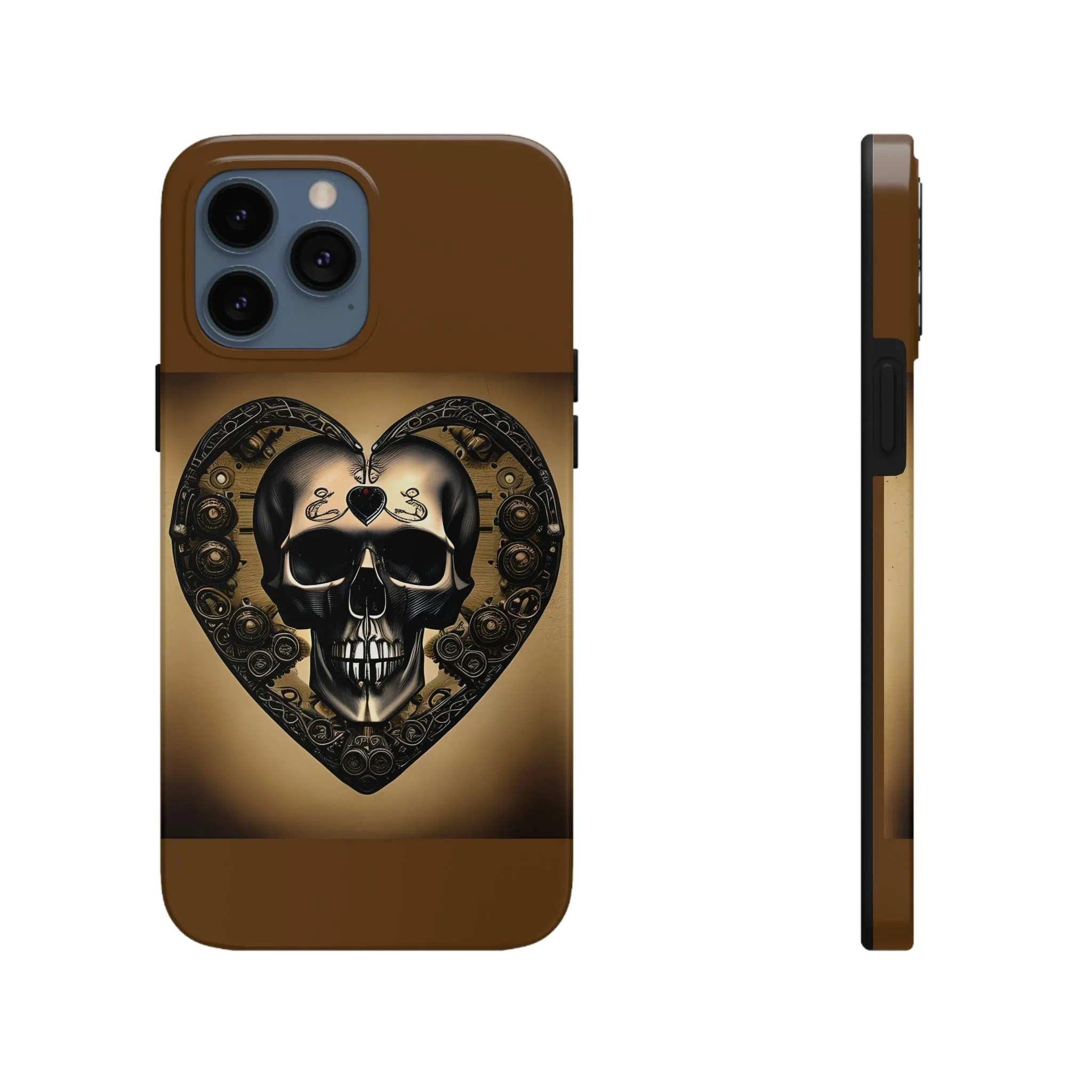 Brown Skull Heart Tough Phone Cases For Iphone Series