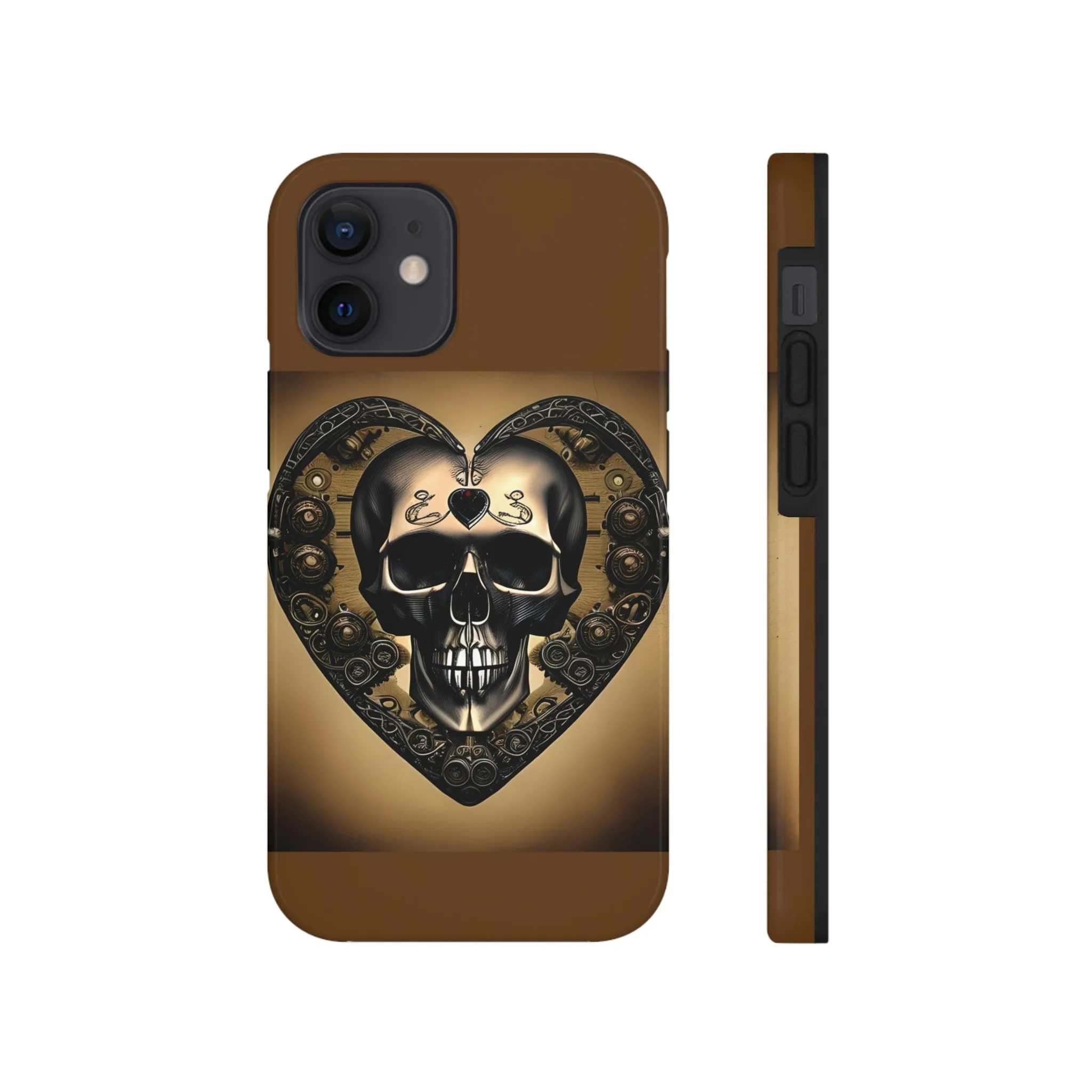 Brown Skull Heart Tough Phone Cases For Iphone Series