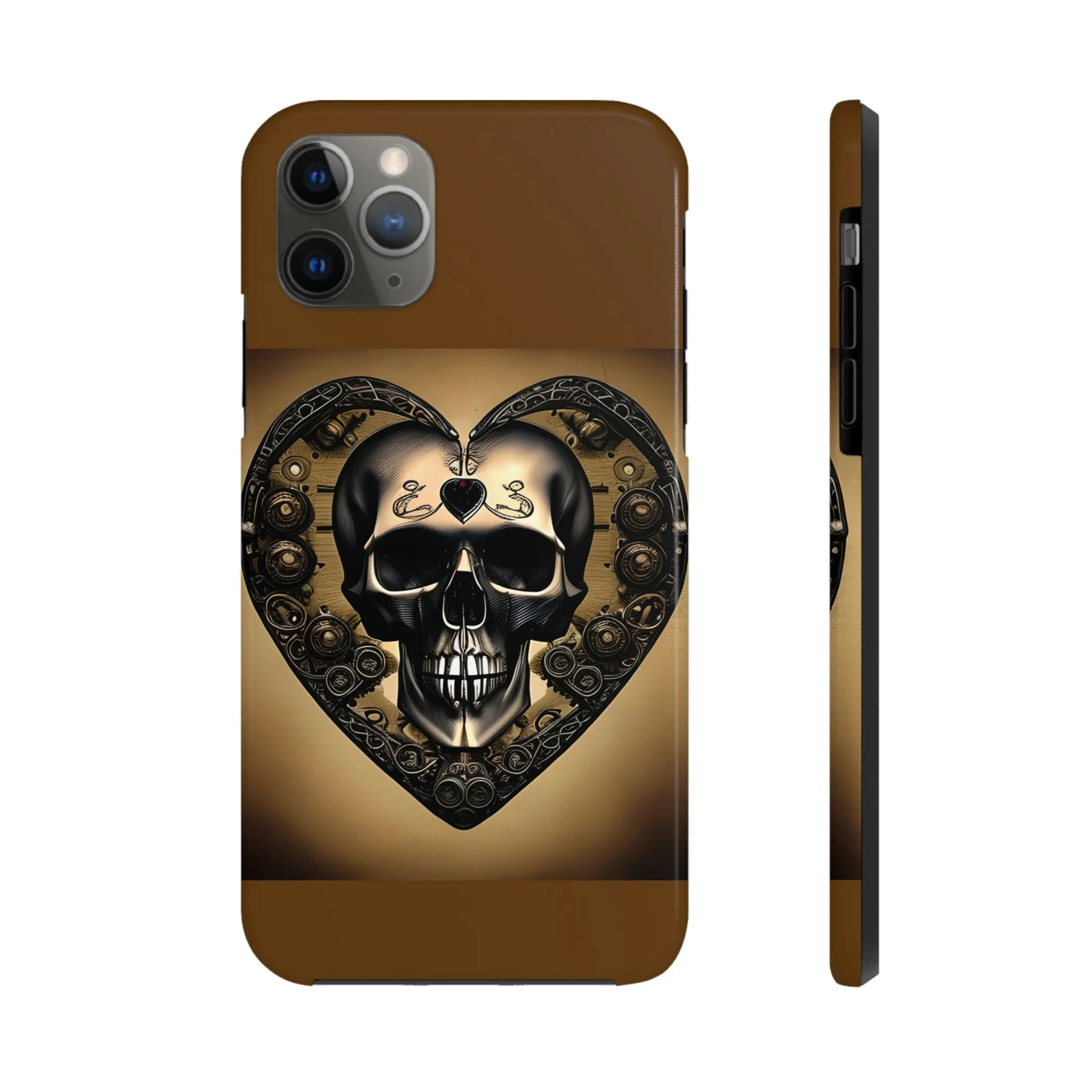 Brown Skull Heart Tough Phone Cases For Iphone Series