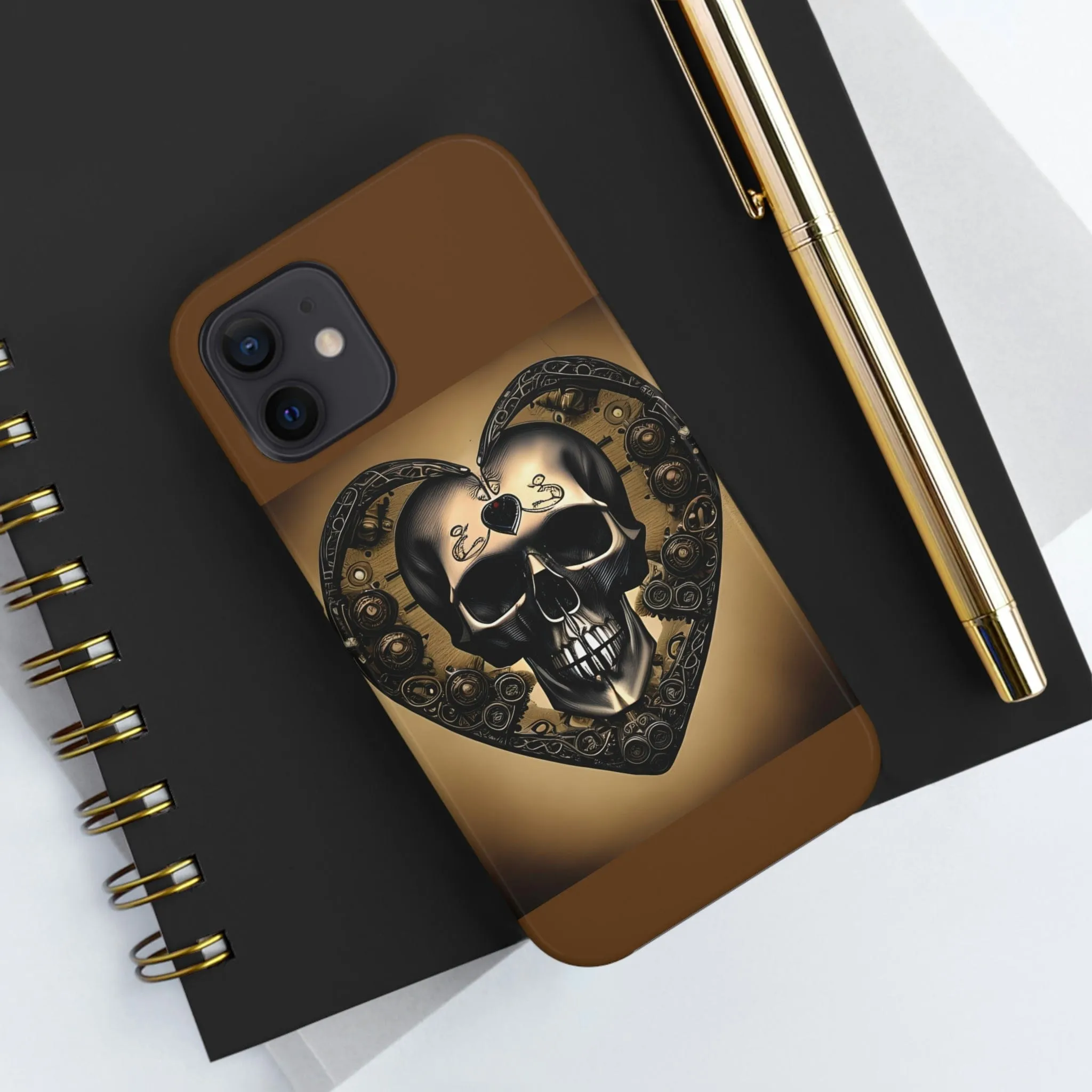 Brown Skull Heart Tough Phone Cases For Iphone Series