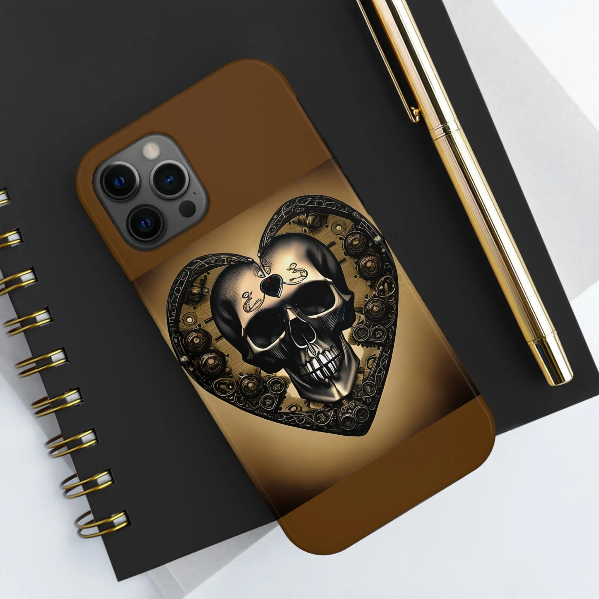 Brown Skull Heart Tough Phone Cases For Iphone Series