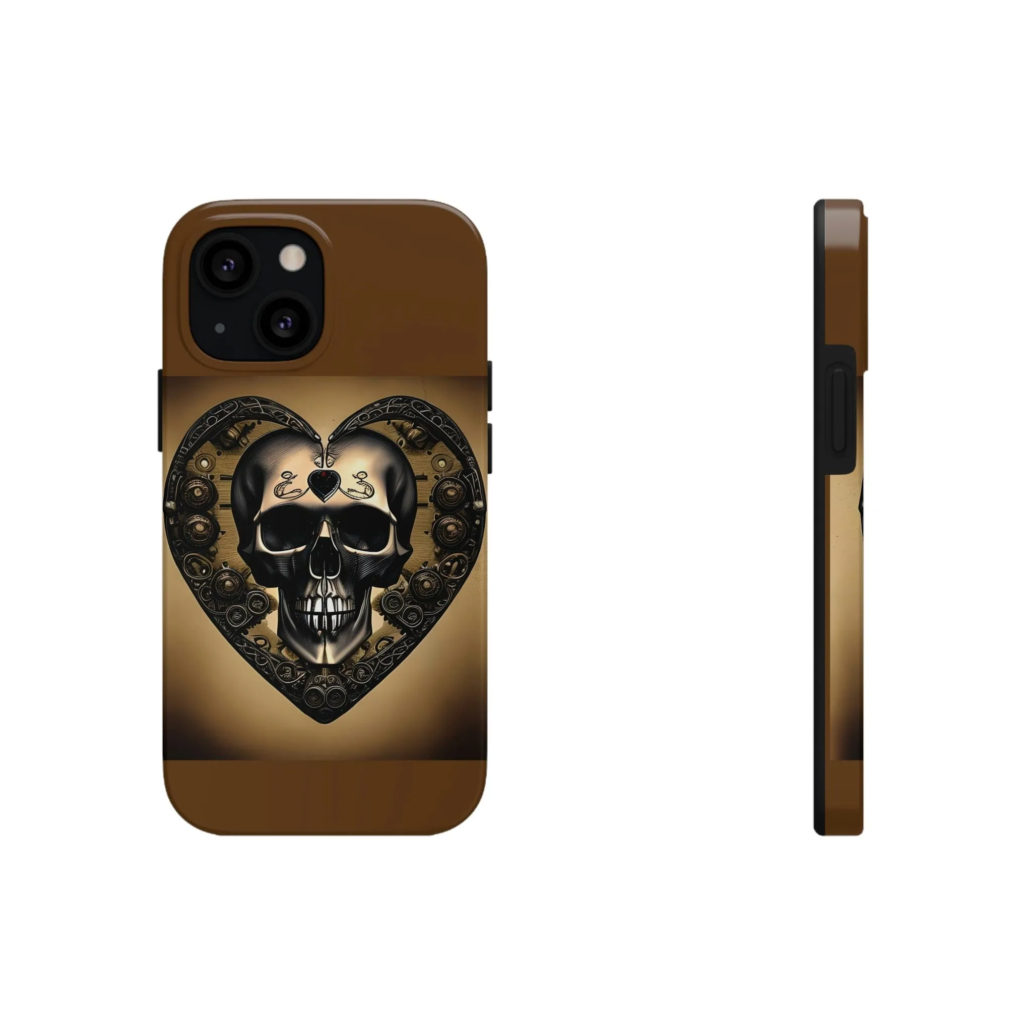 Brown Skull Heart Tough Phone Cases For Iphone Series