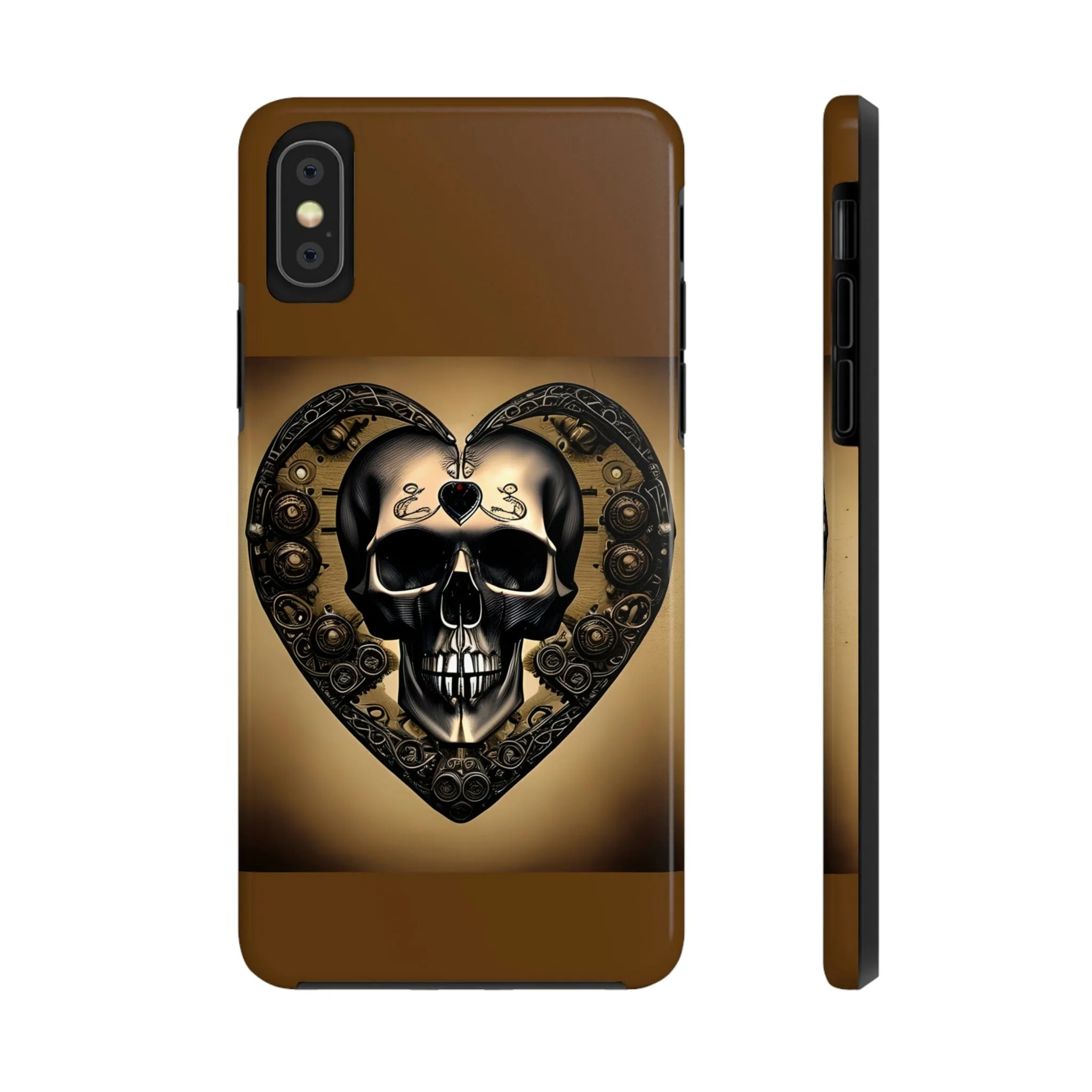 Brown Skull Heart Tough Phone Cases For Iphone Series