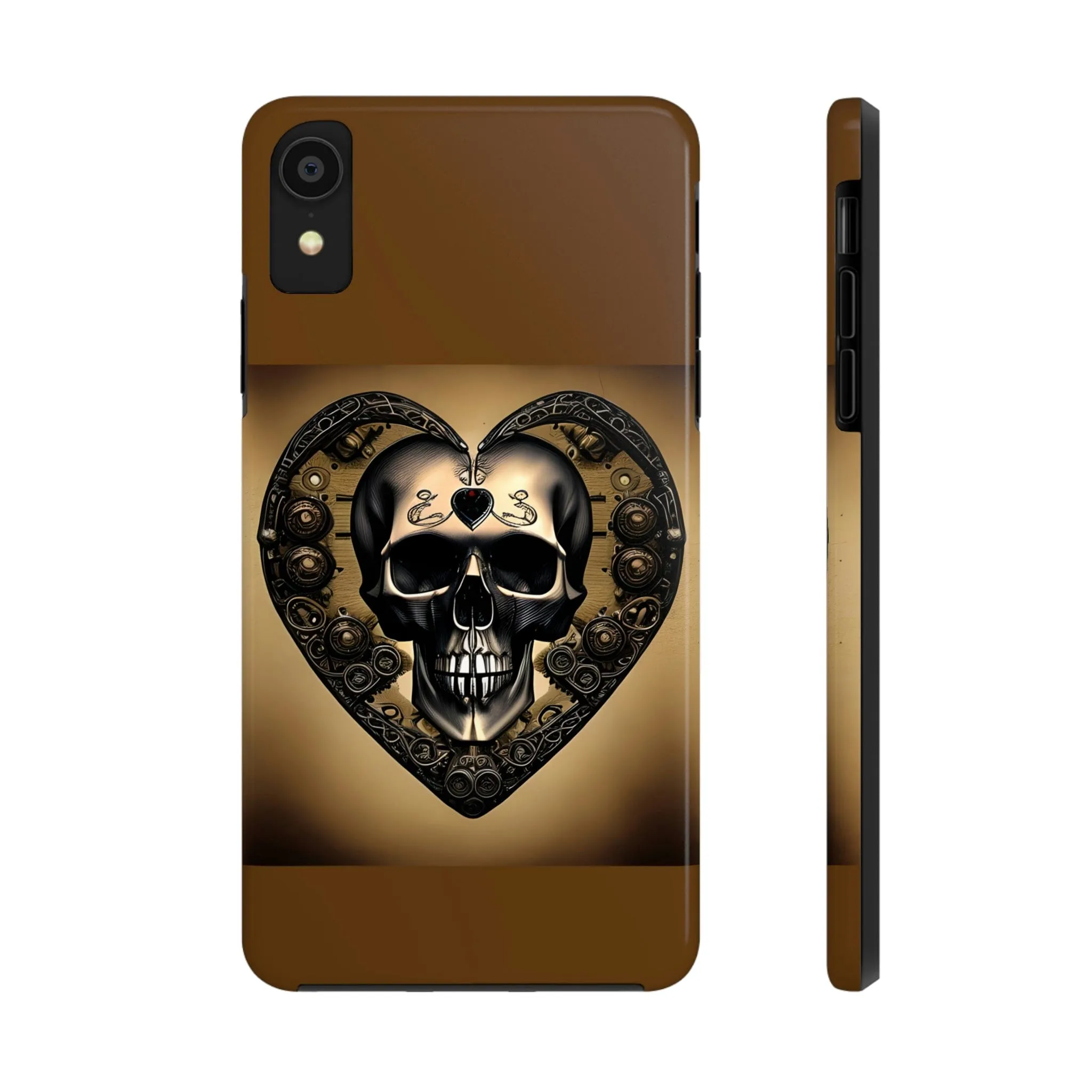 Brown Skull Heart Tough Phone Cases For Iphone Series