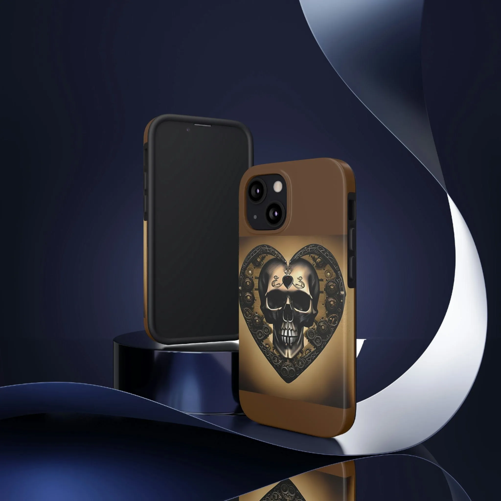 Brown Skull Heart Tough Phone Cases For Iphone Series