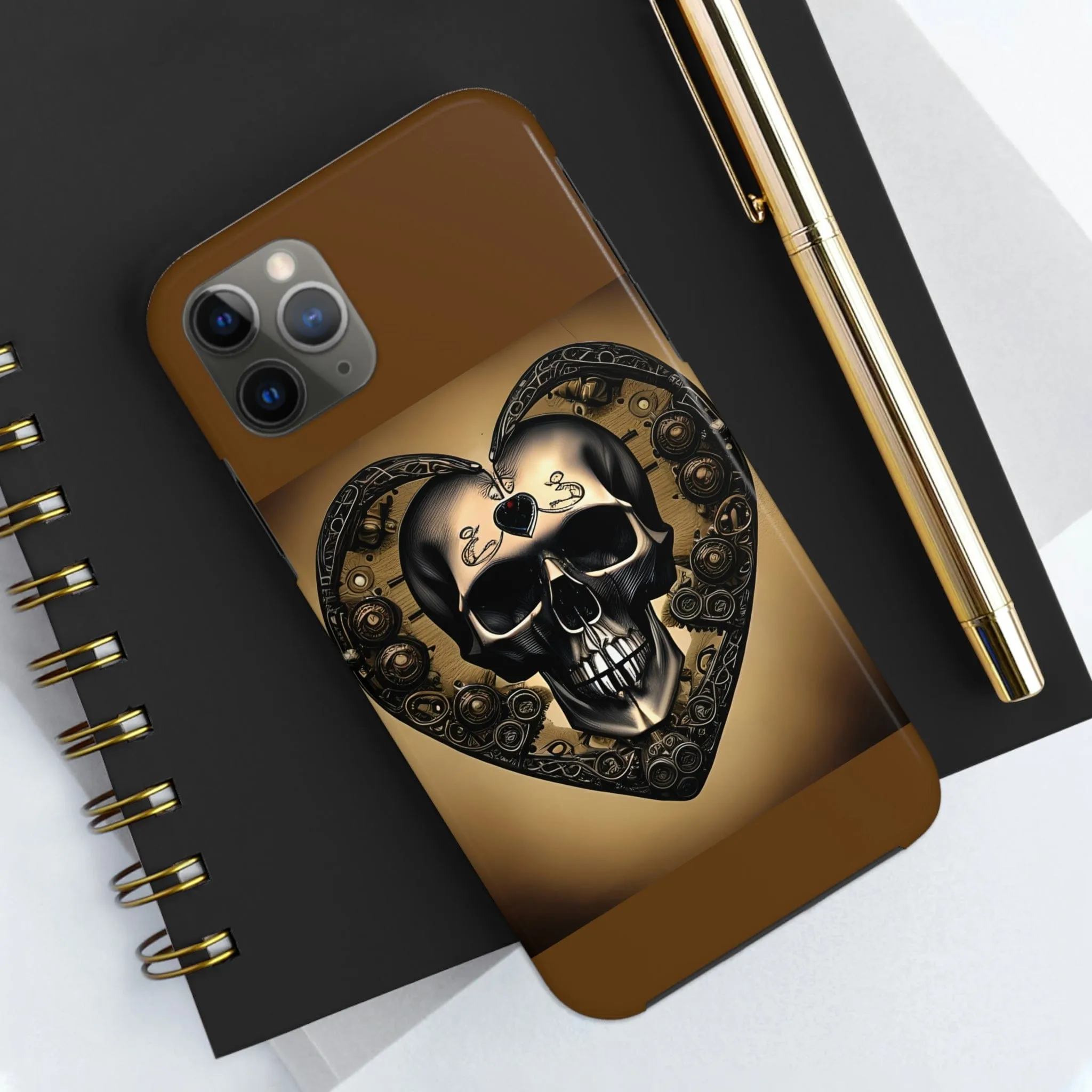 Brown Skull Heart Tough Phone Cases For Iphone Series