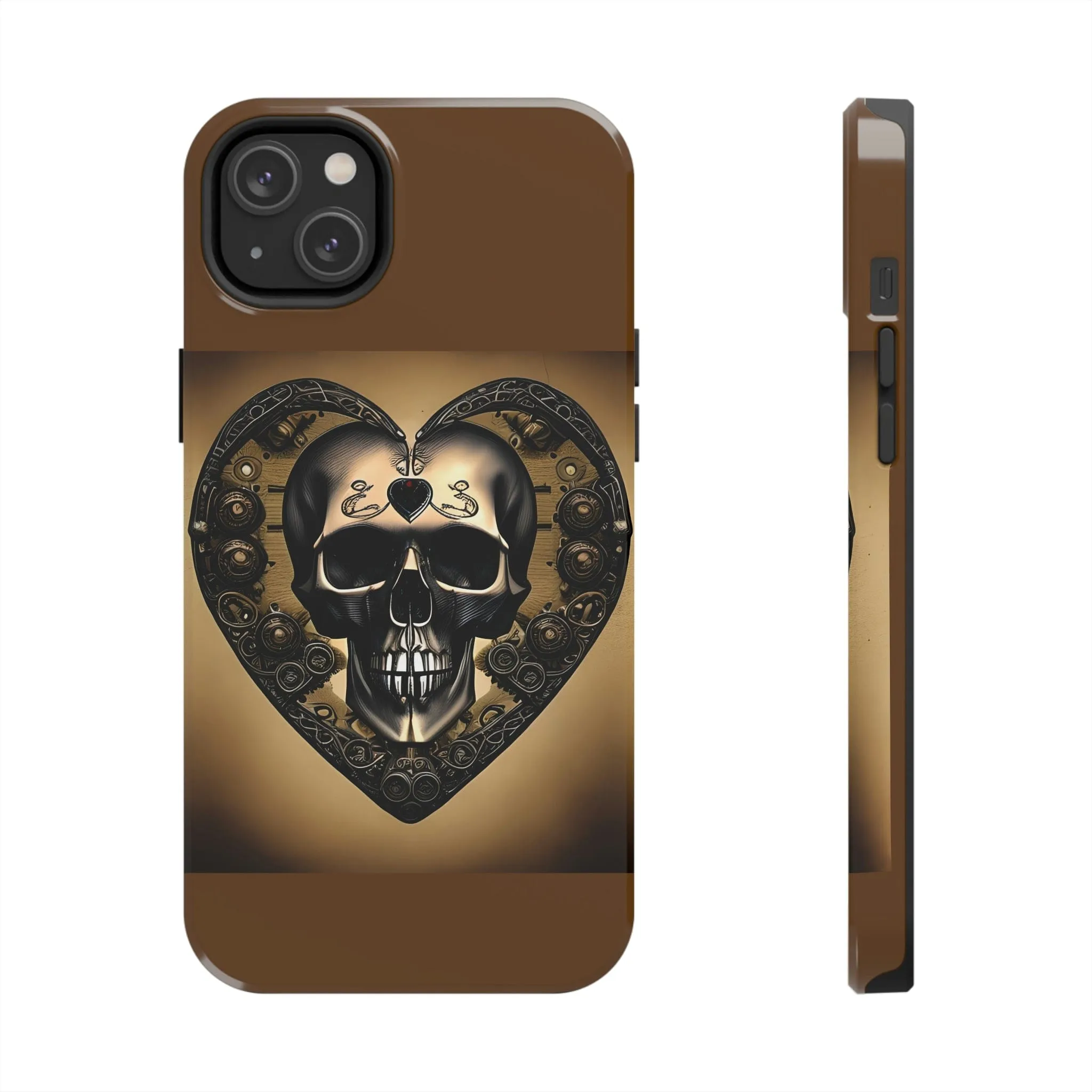 Brown Skull Heart Tough Phone Cases For Iphone Series