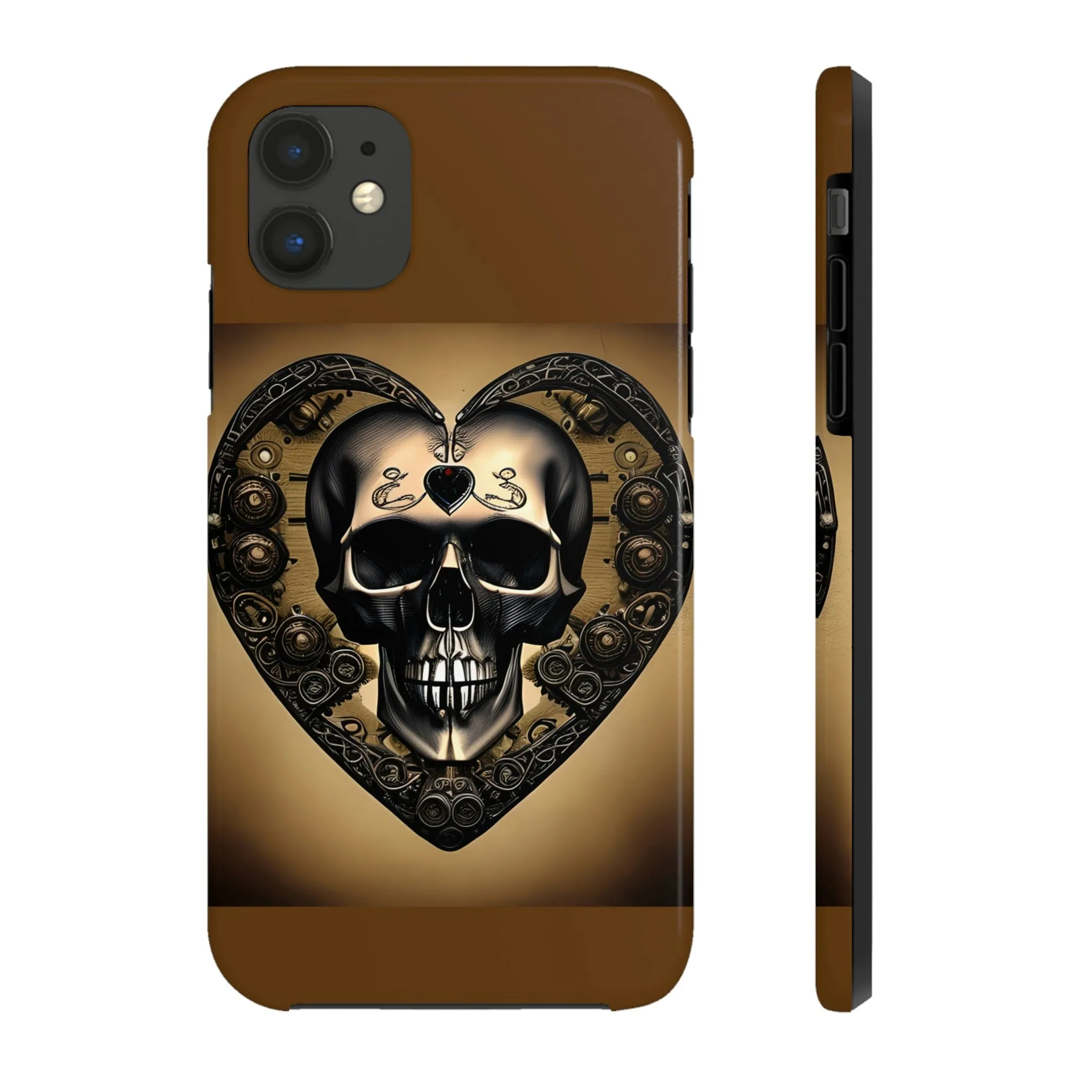 Brown Skull Heart Tough Phone Cases For Iphone Series