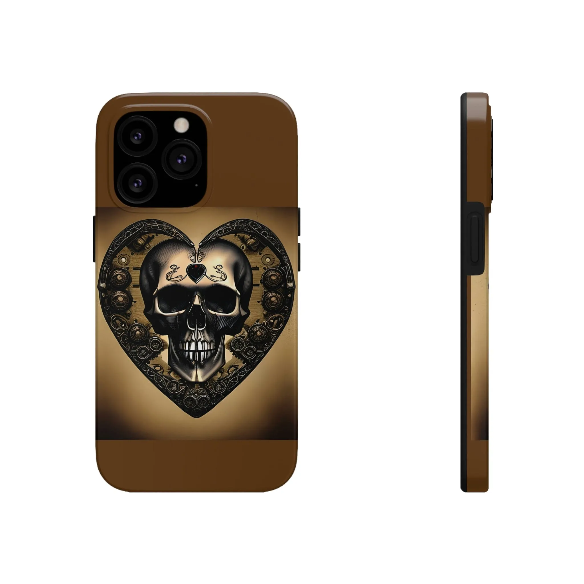 Brown Skull Heart Tough Phone Cases For Iphone Series