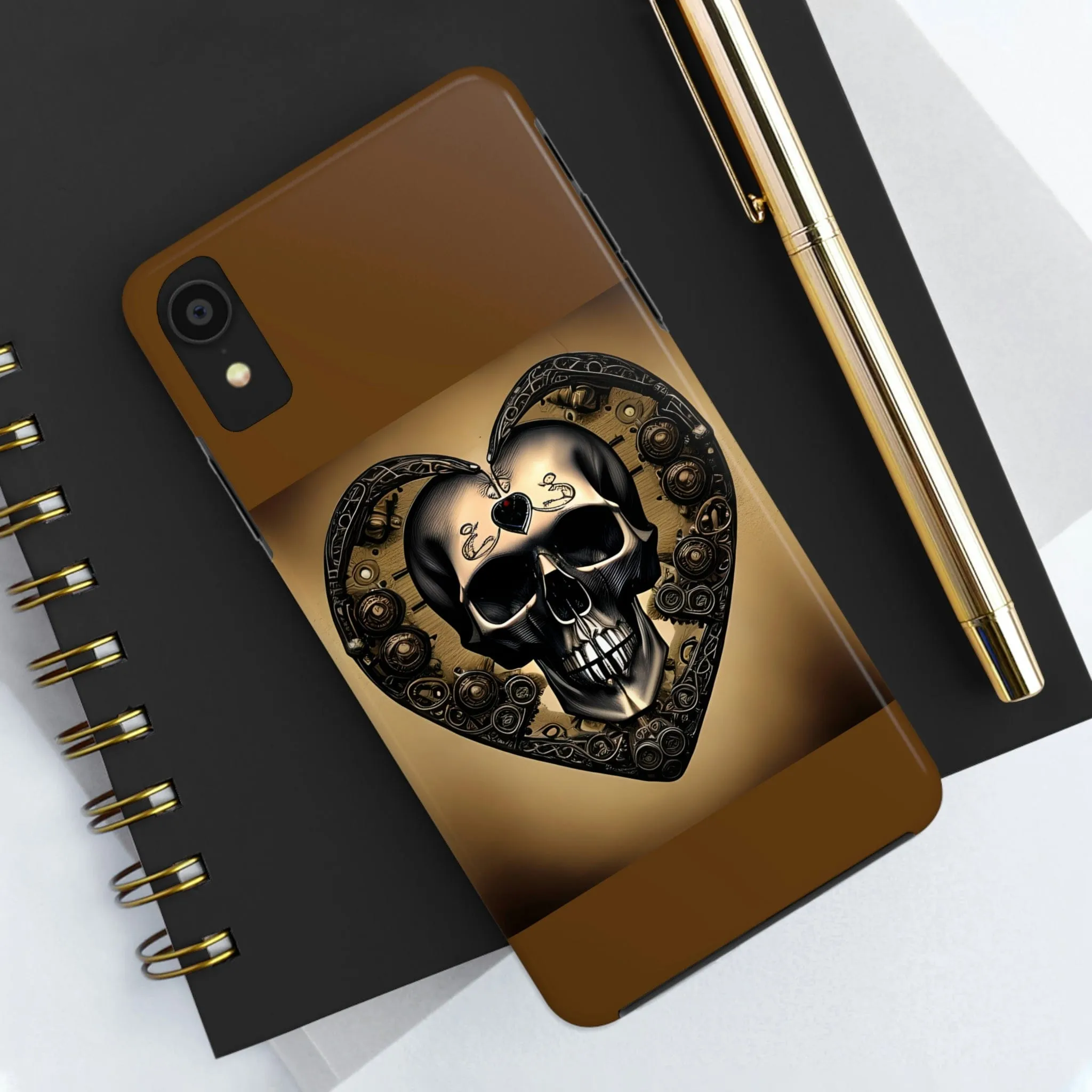 Brown Skull Heart Tough Phone Cases For Iphone Series