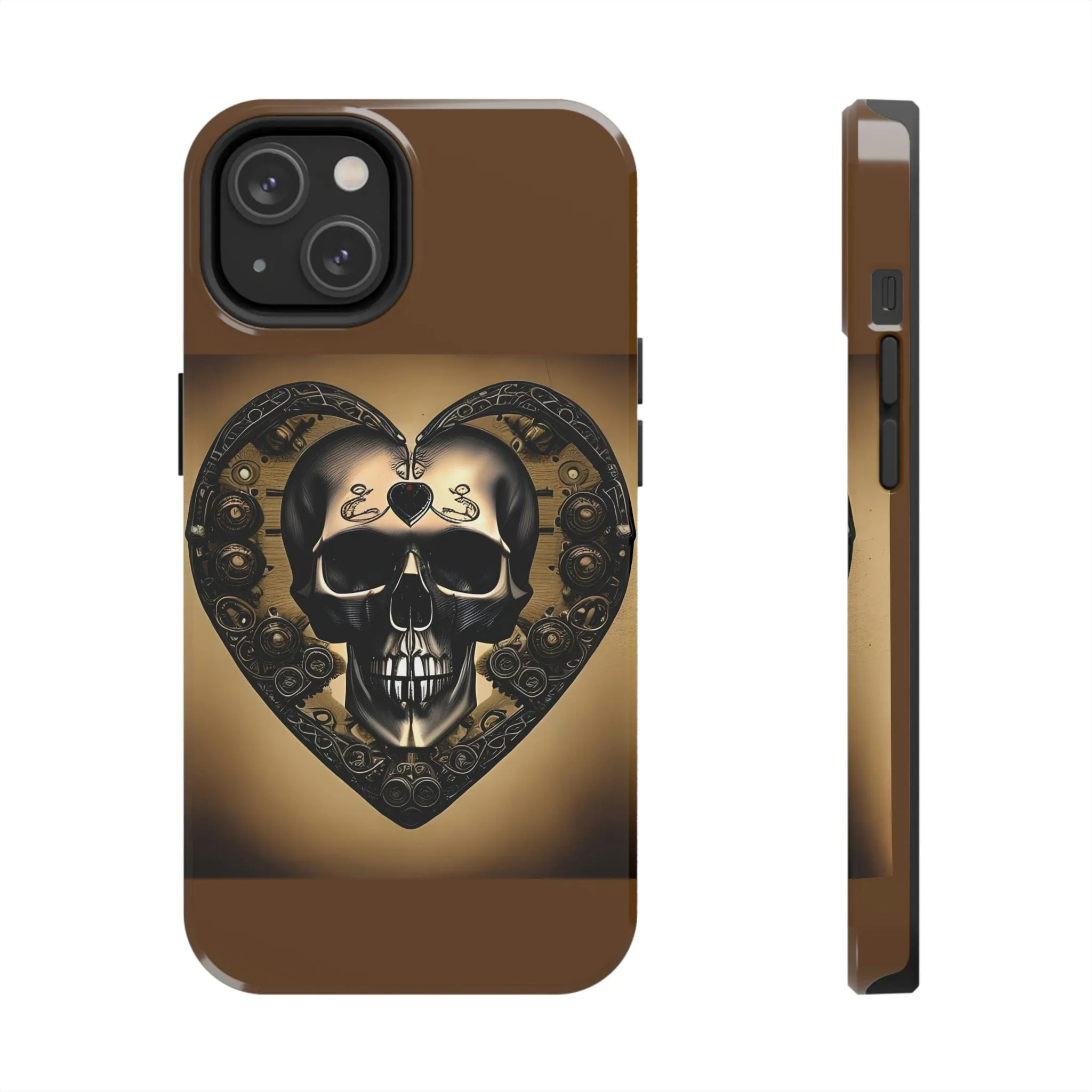 Brown Skull Heart Tough Phone Cases For Iphone Series