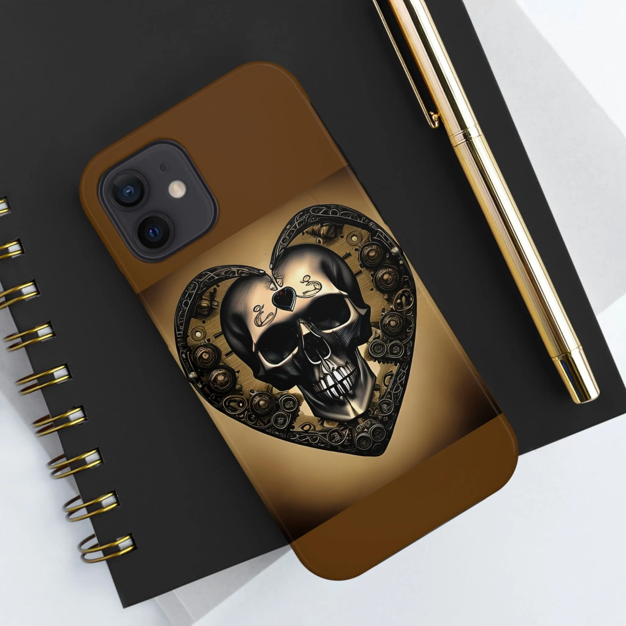 Brown Skull Heart Tough Phone Cases For Iphone Series