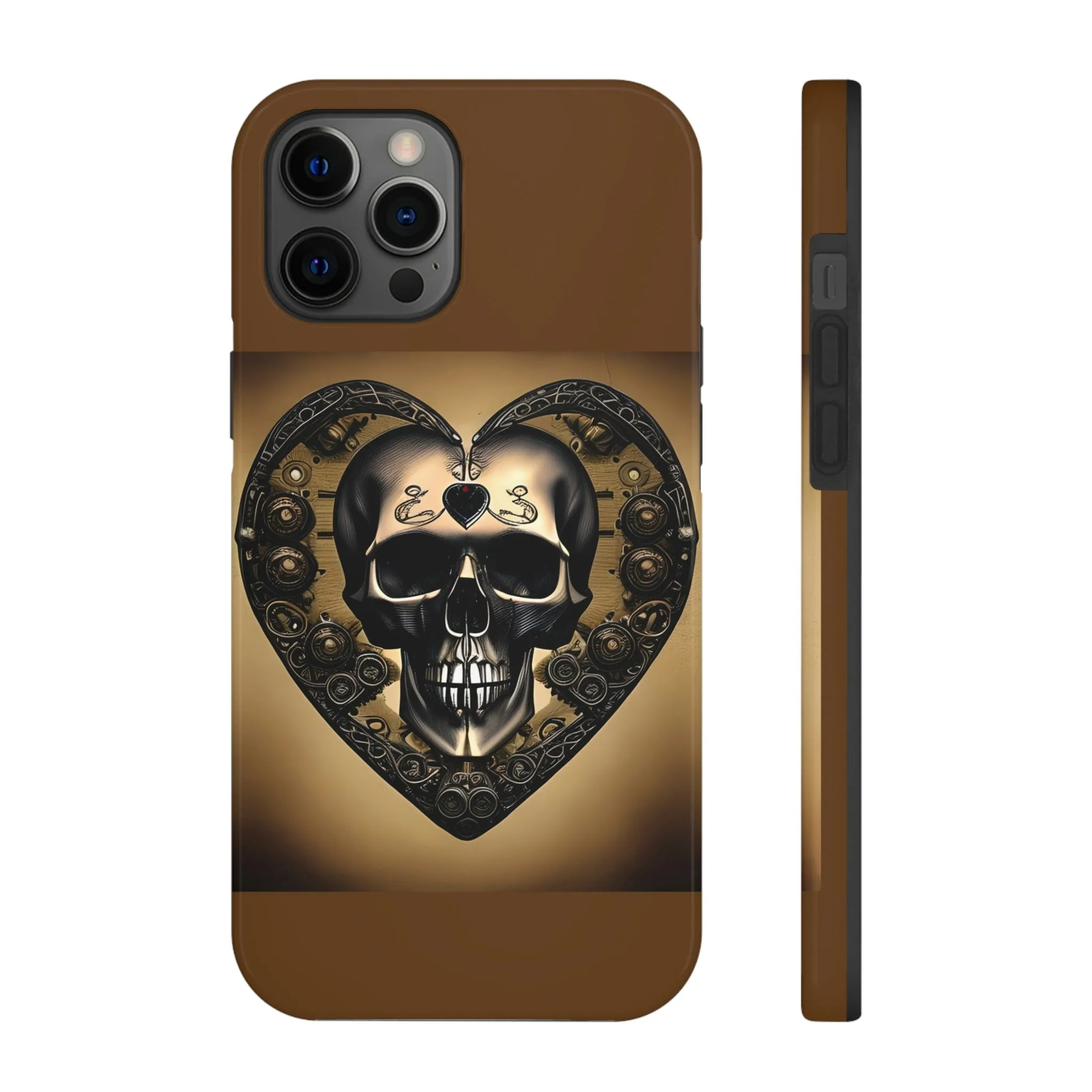 Brown Skull Heart Tough Phone Cases For Iphone Series