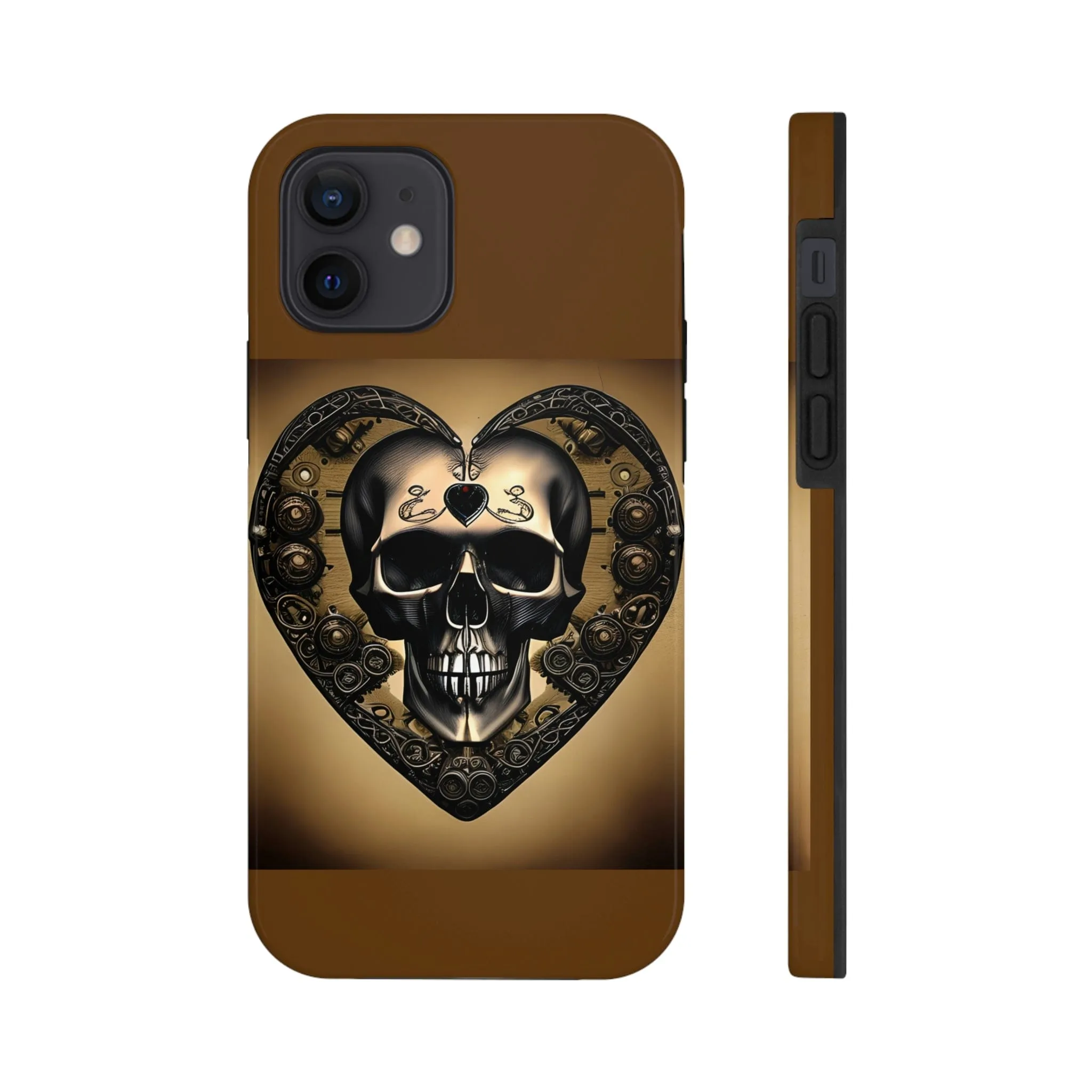 Brown Skull Heart Tough Phone Cases For Iphone Series