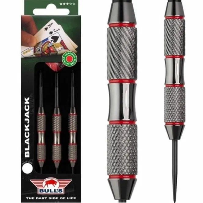 Bulls Black Jack Darts - Steel Tip Chromed Brass - Red