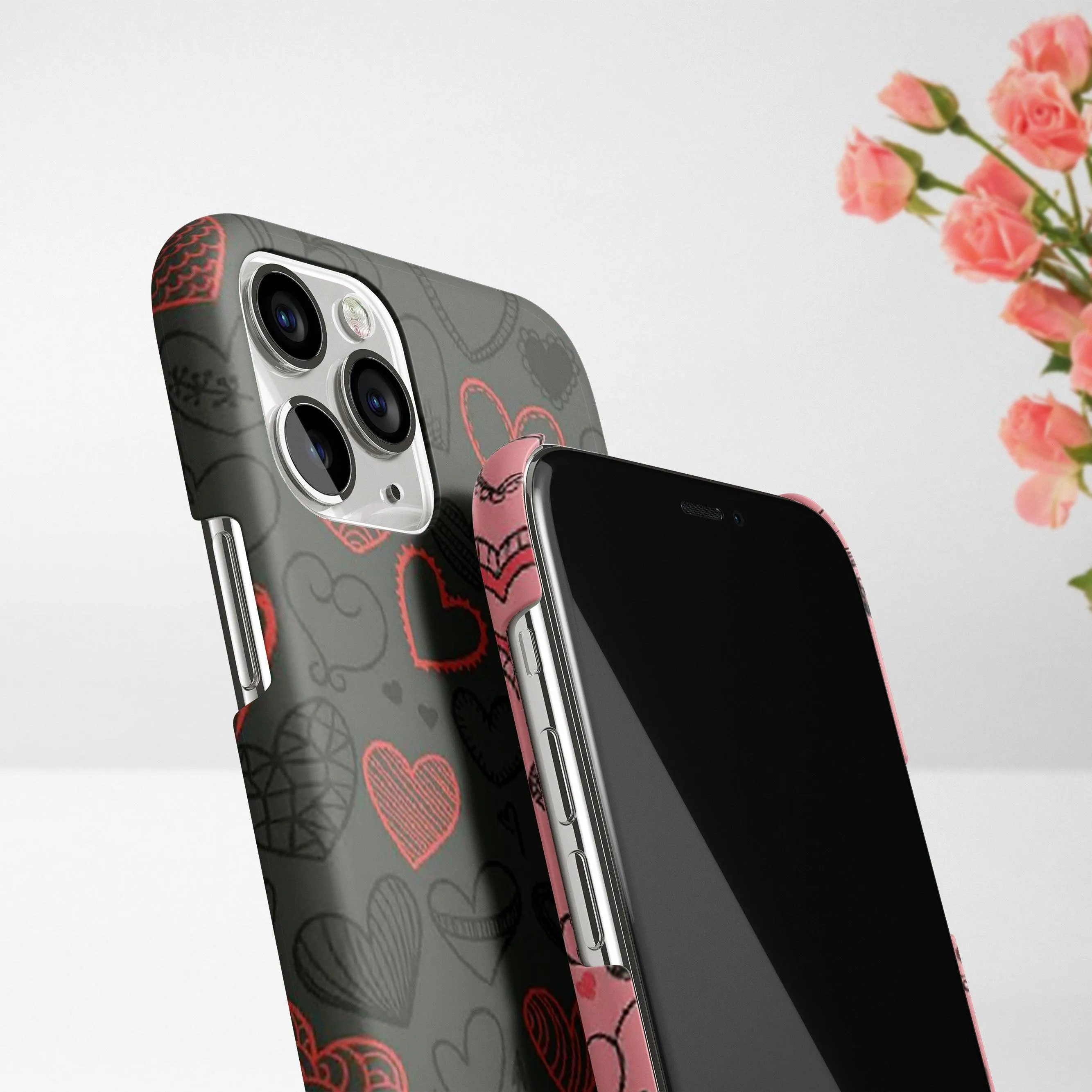 Candy Heart Print Slim Matte Phone Case Cover