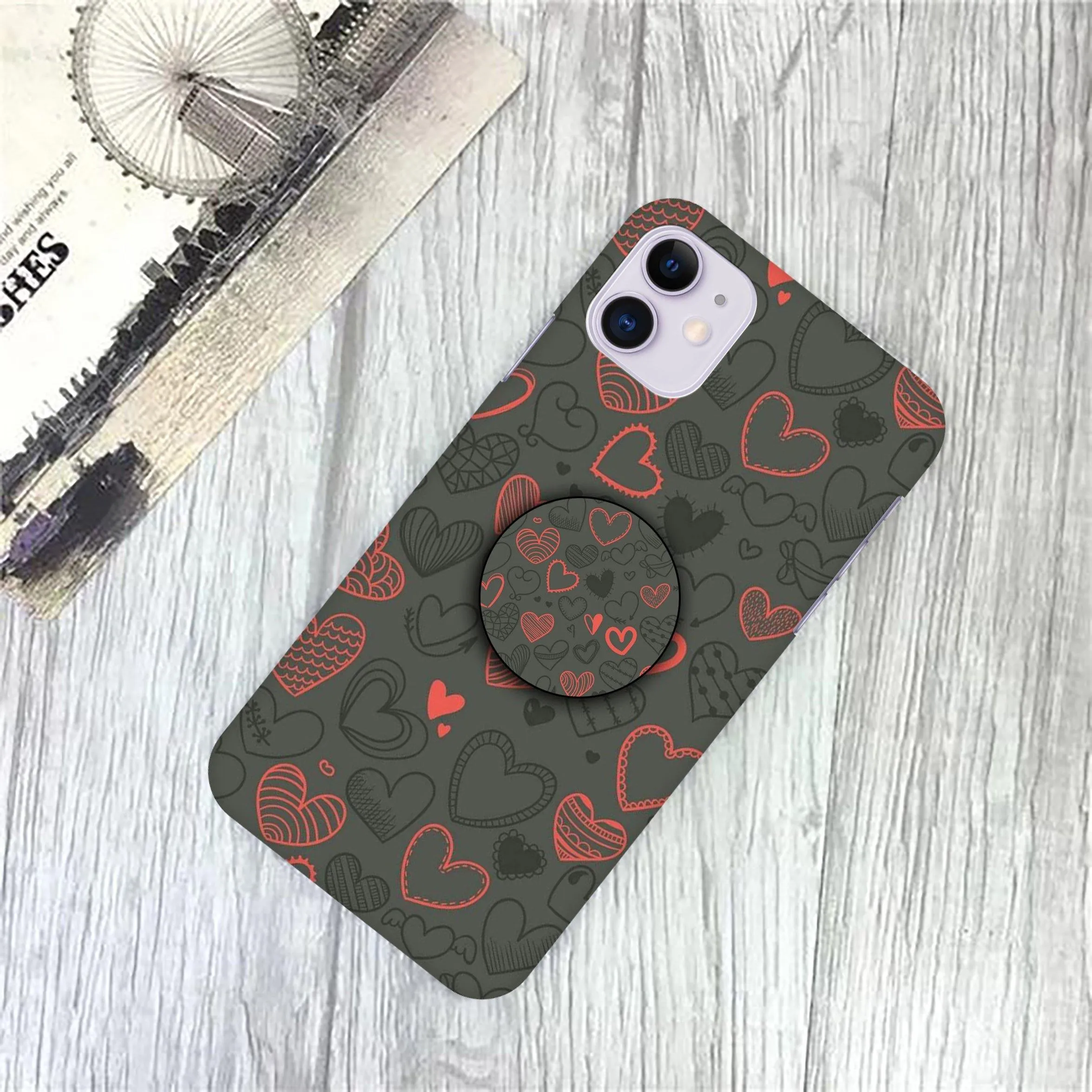 Candy Heart Print Slim Matte Phone Case Cover