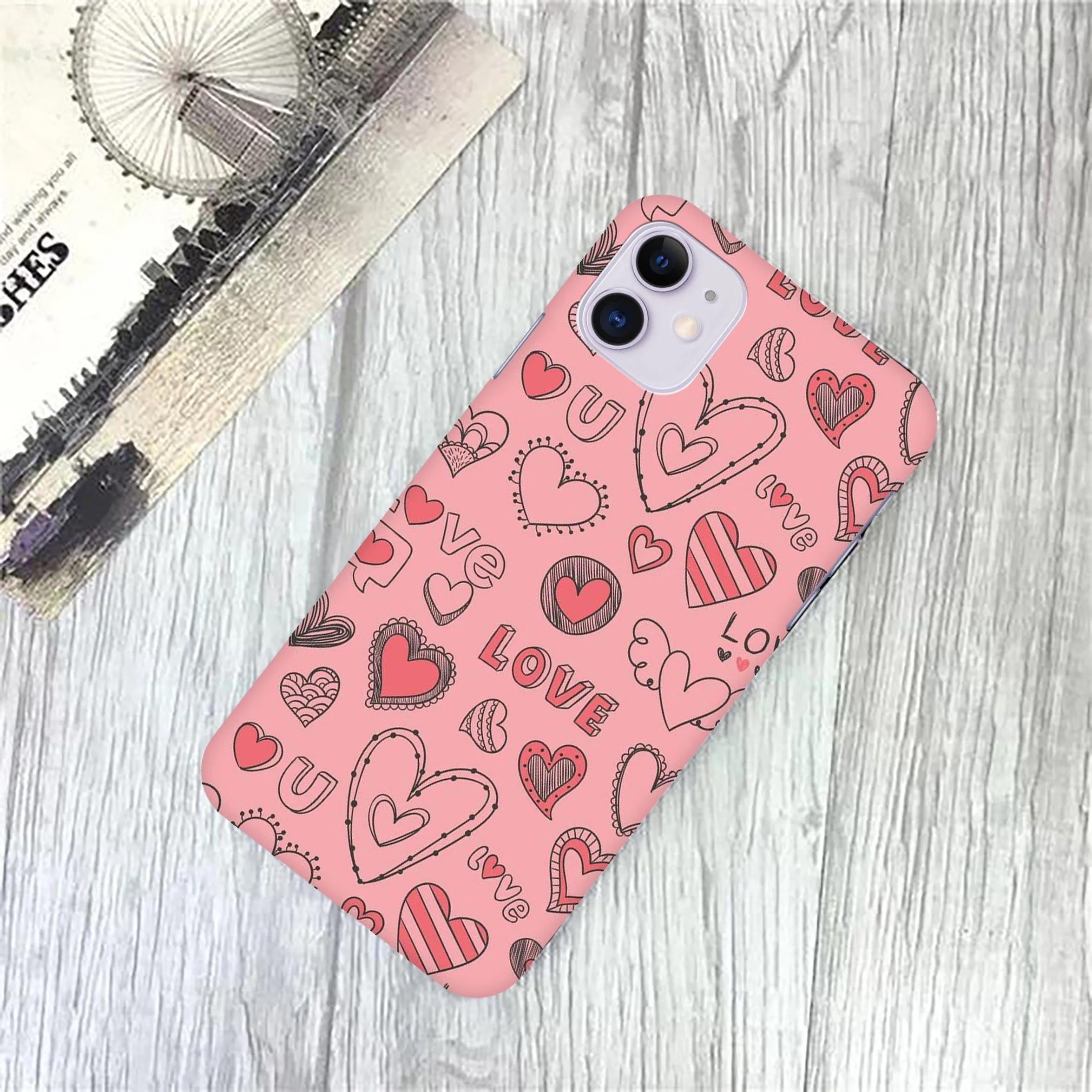 Candy Heart Print Slim Matte Phone Case Cover