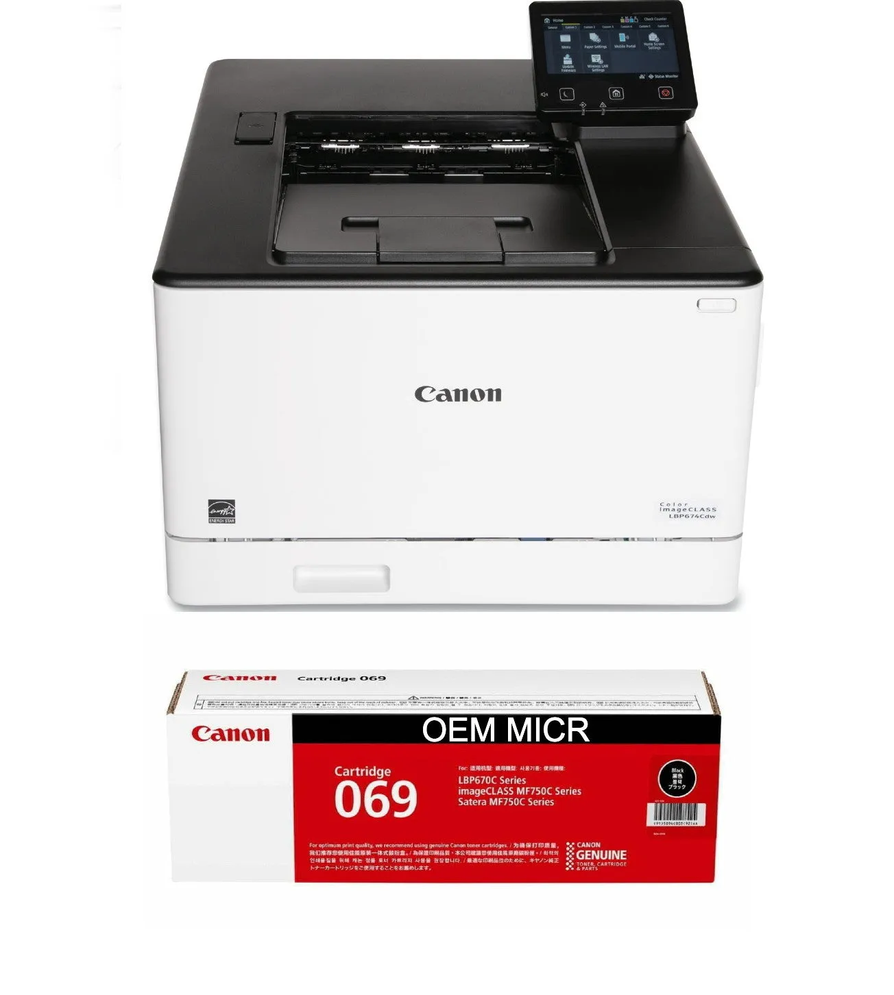 Canon LBP674Cdw Color ImageCLASS Printer with 1 CRG 069 OEM MICR Cartridge