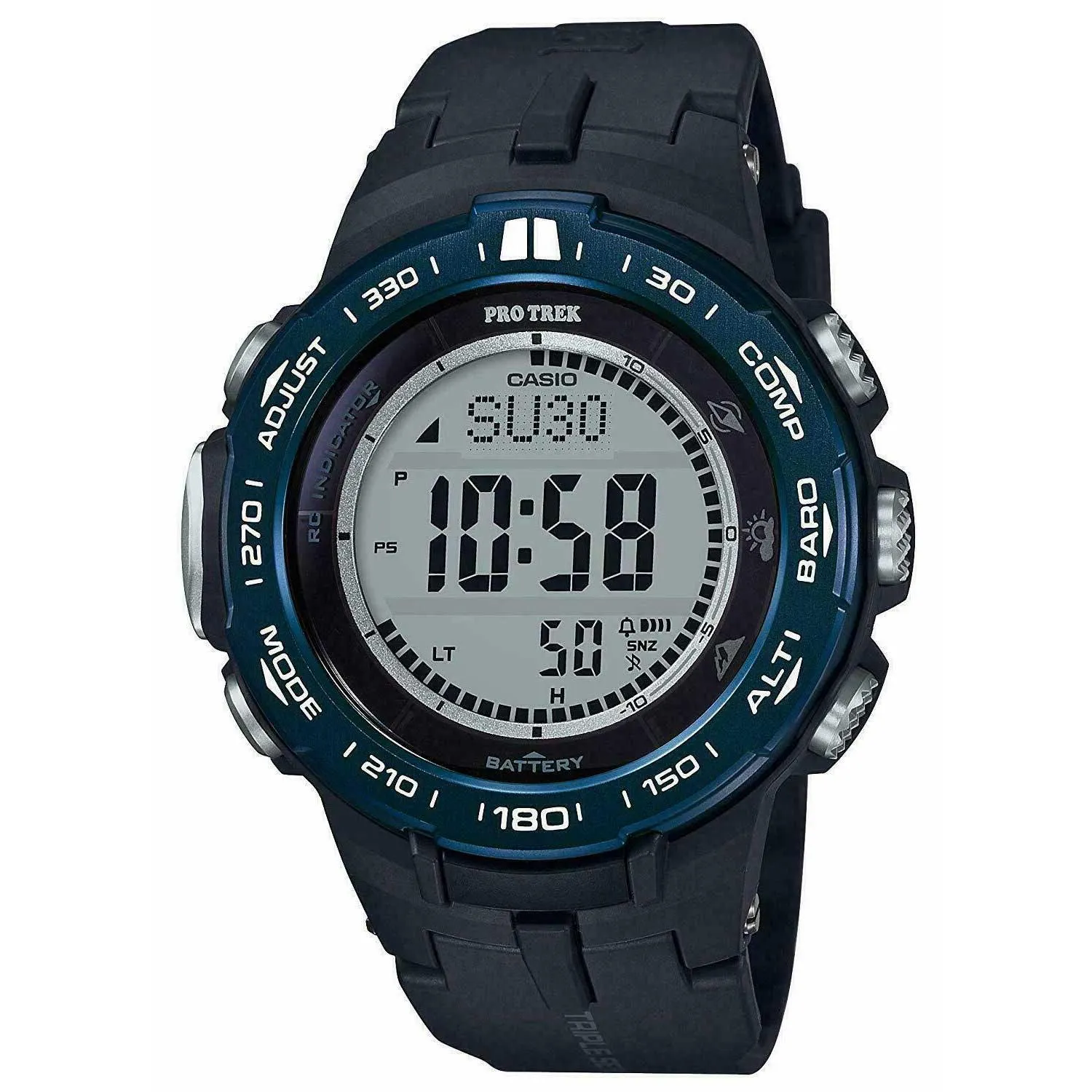 Casio Men's Quartz Watch - Pro Trek Tough Solar Power Black Digital Dial | PRW3100YB-1