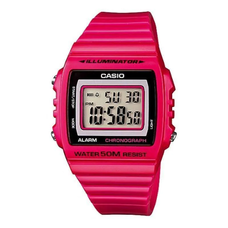 Casio W-215H-4A Pink Resin Watch For Men and Women