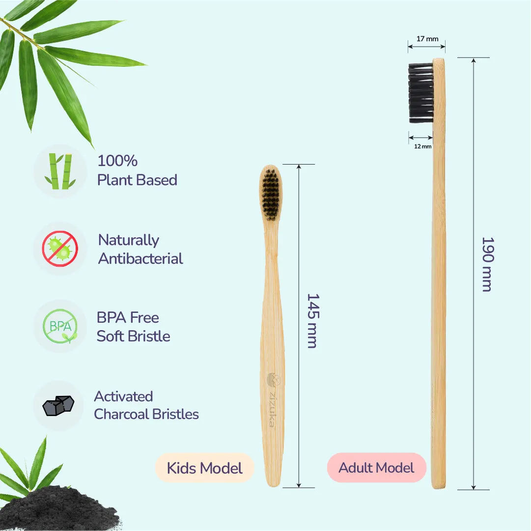 Charcoal Organic Bamboo Toothbrush & Tongue Cleaner