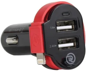 CHARGEIT 09911-PG Dual-Output Car Charger with 10.5inch Lightning Cable