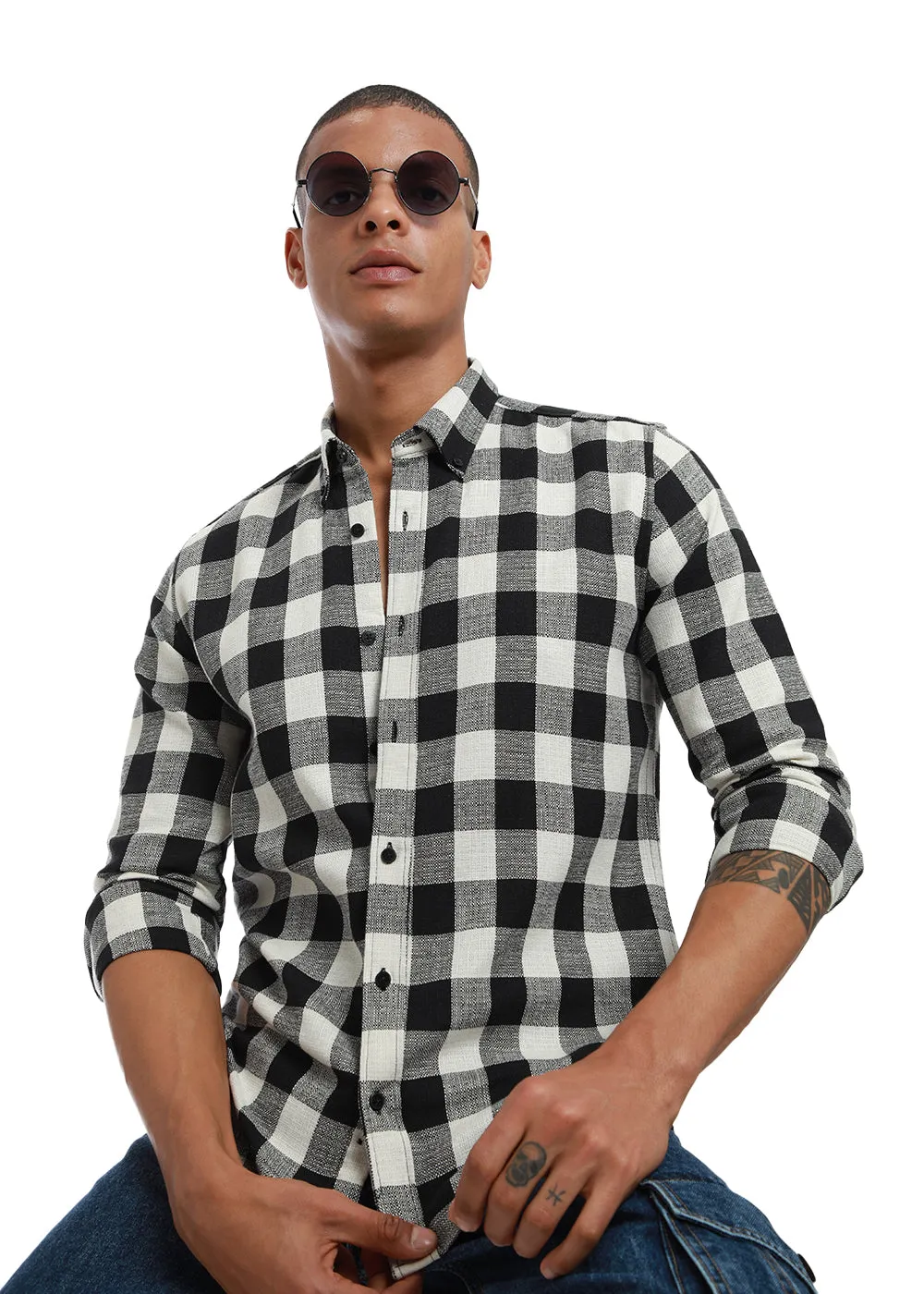 Chess Square Black Check shirt