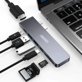 CHOETECH USB C Hub 7-in-1 USB C Hub Adapter with Thunderbolt 3 PD 100W 4K HDMI