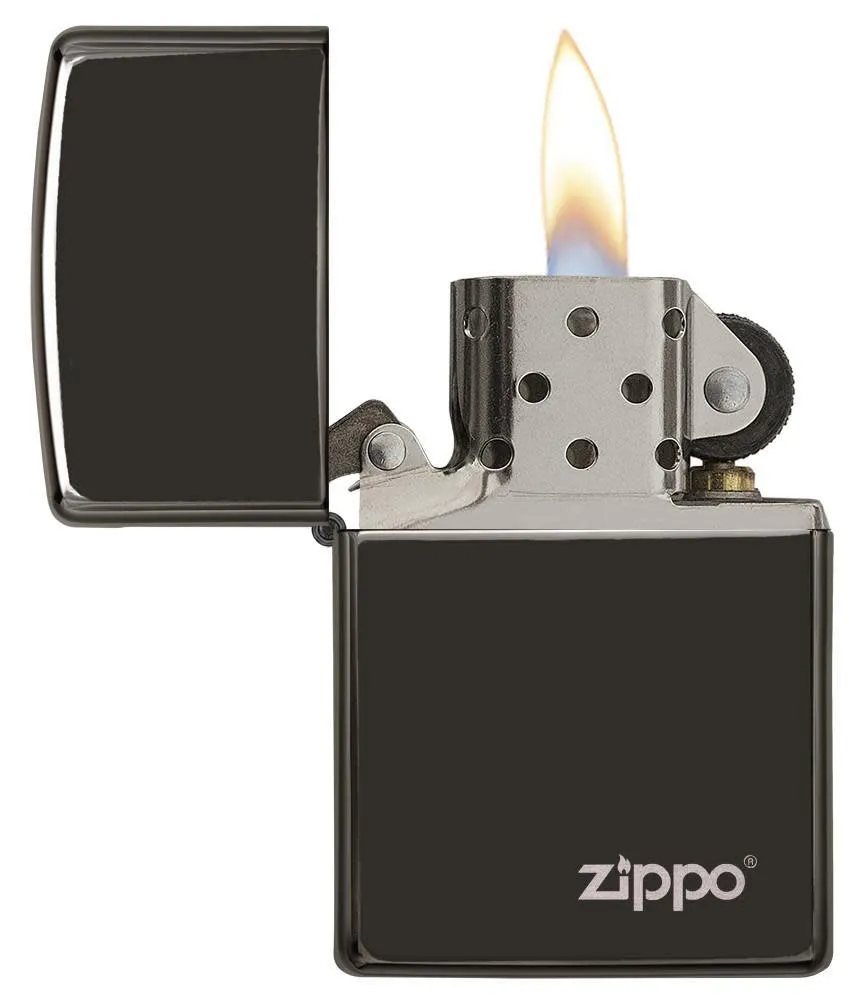 Classic High Polish Black Zippo Logo