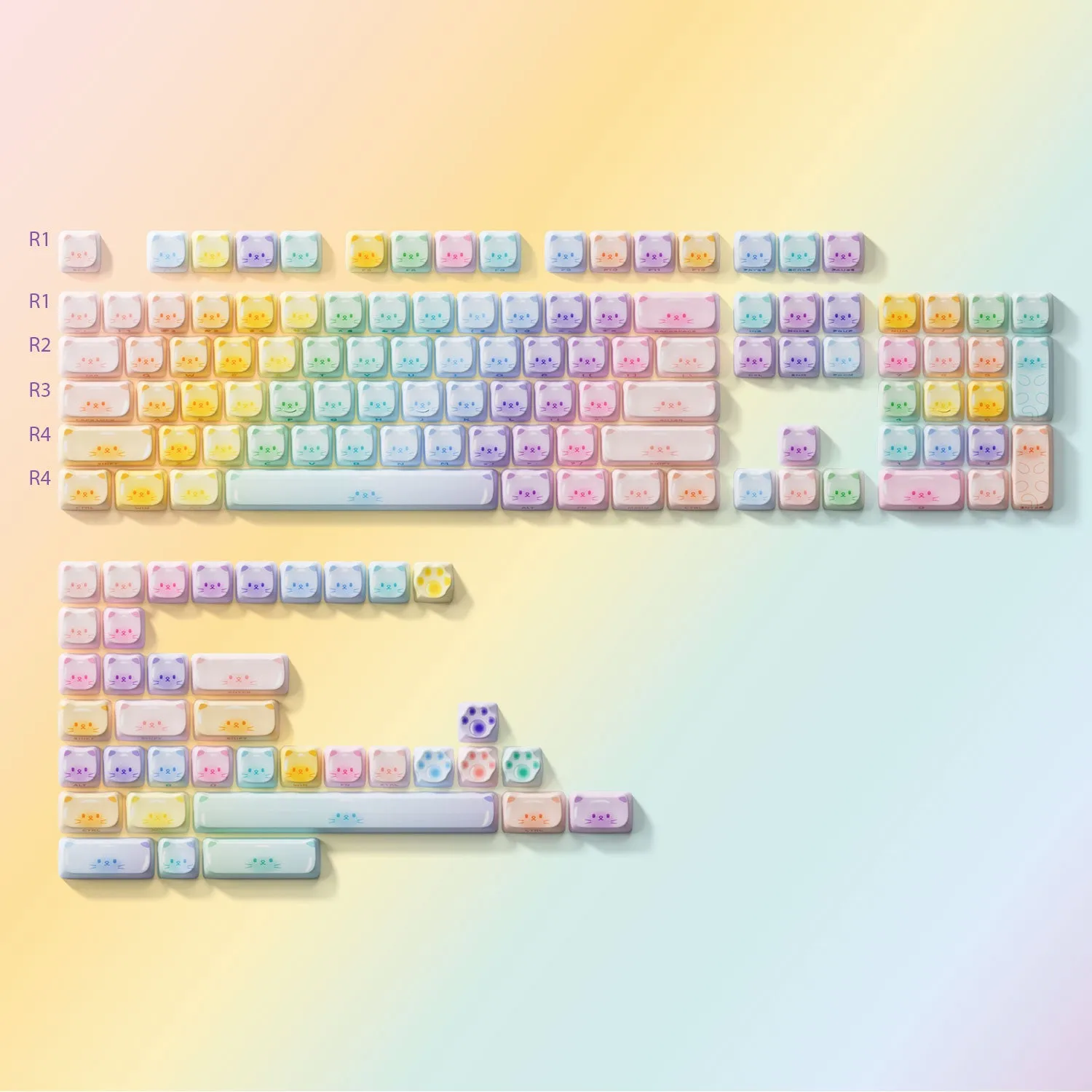 Colorful Cats Keycap Set (142-key)