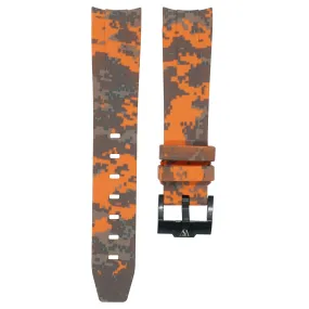 Curved Digital Camo Rubber Strap - Orange