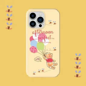 Cute Honey Bear Winnie with Balloons Afternoon Prefect iPhone Case PLUS XS XR X 11 12 13 14 15 Pro Promax