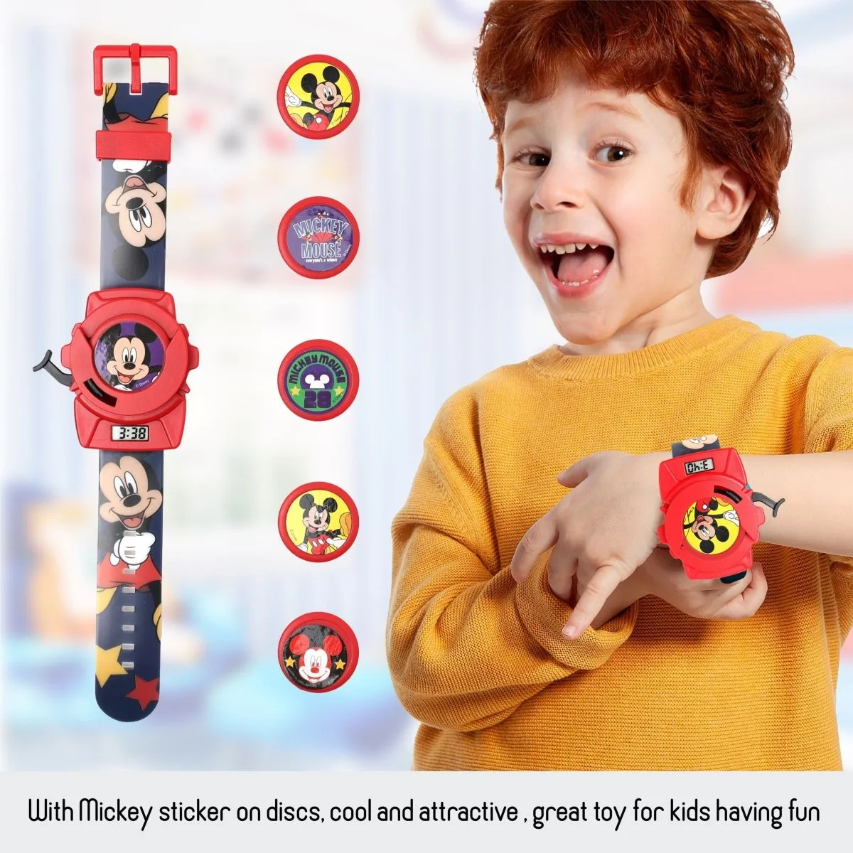 Disney Mickey Disc Shooter Digital Watch- Blue