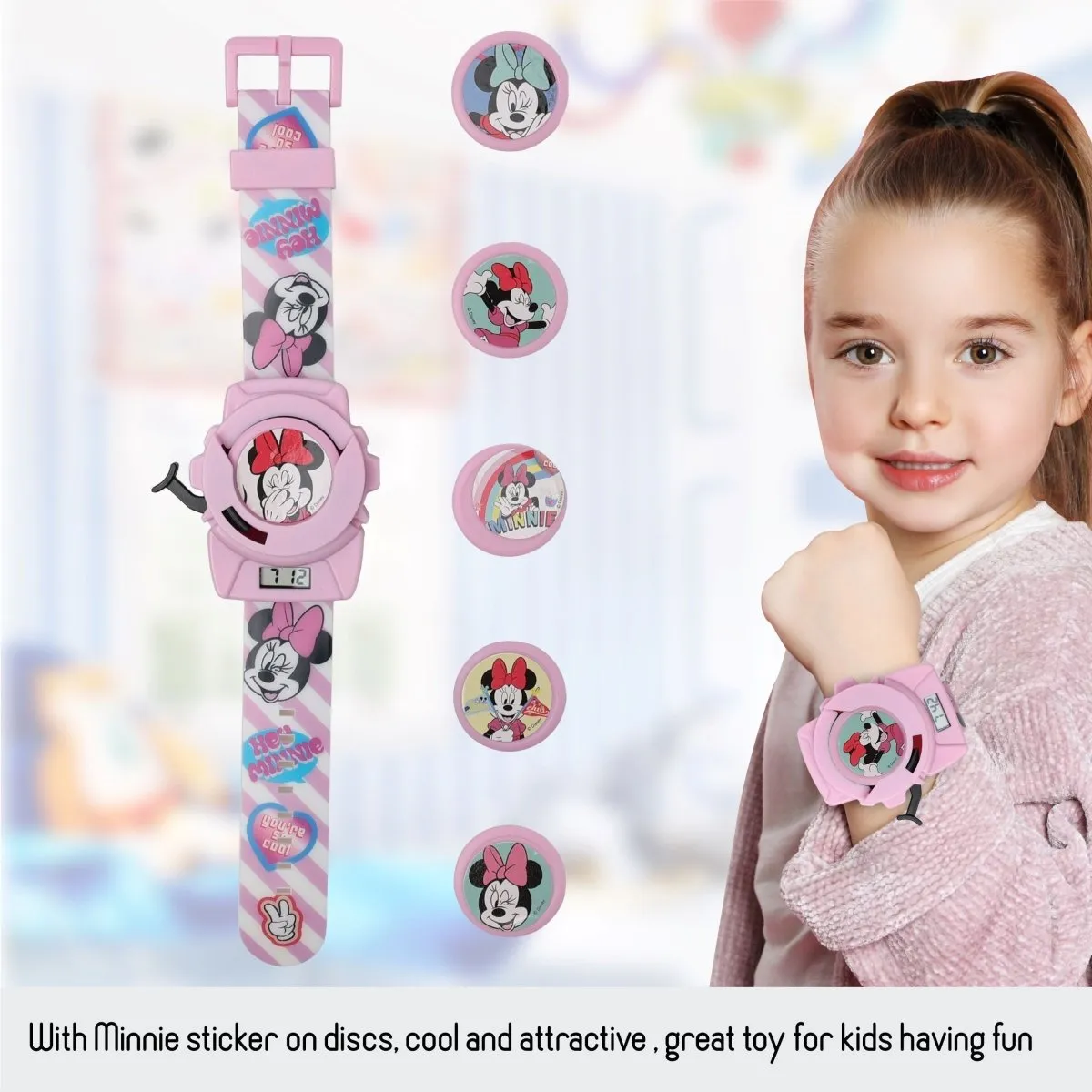 Disney Minnie Disc Shooter Digital Watch- Pink