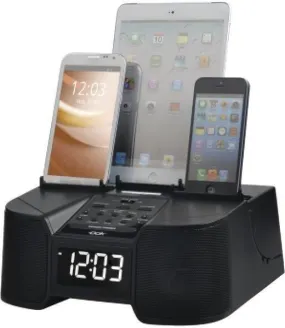 DOK CR68 6-Port Smartphone Charger with Bluetooth & Alarm Clock