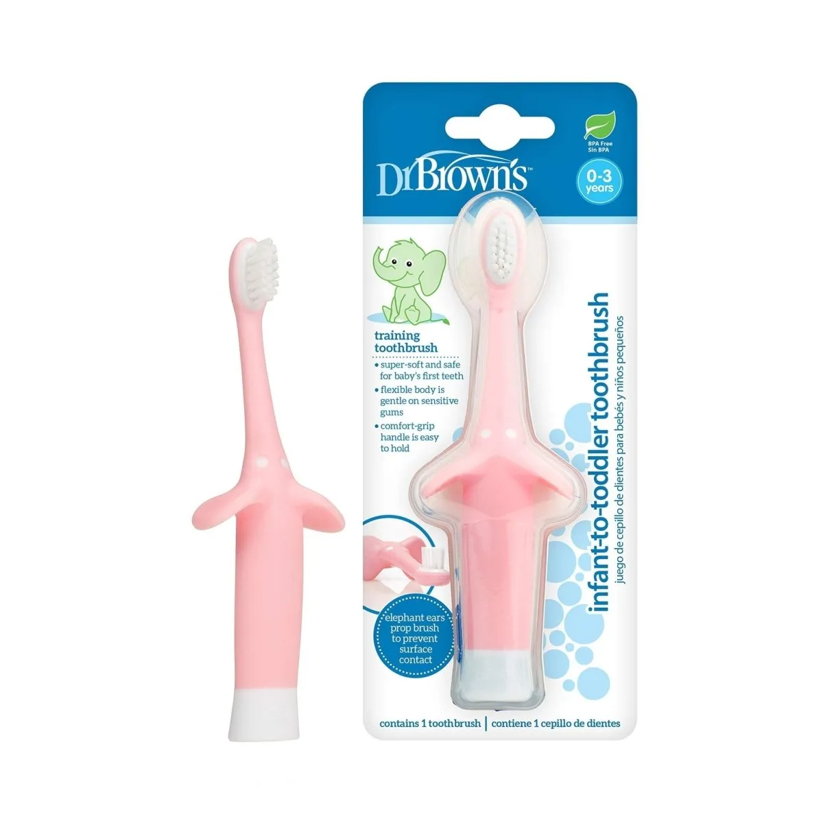 Dr.Brown's Infant-to-Toddler Toothbrush- Pink Elephant