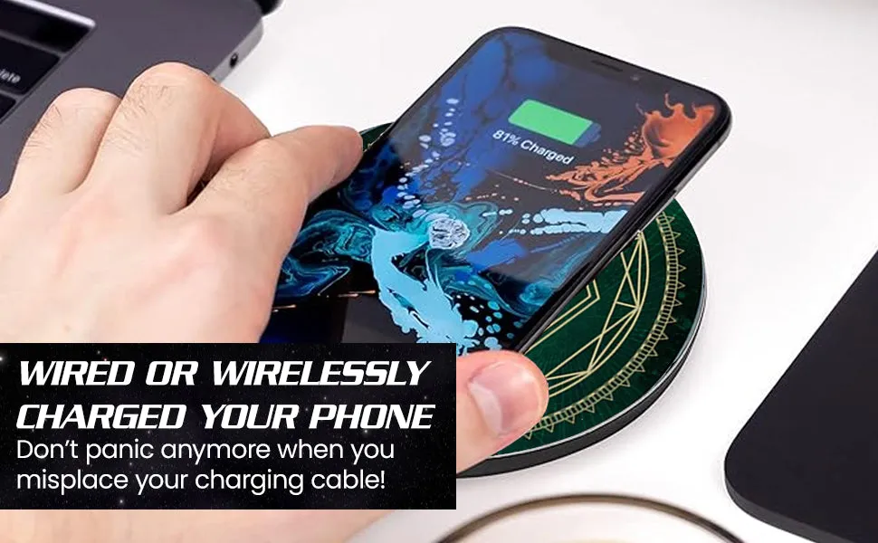 Dune Atreides Qi Wireless Charger With Illuminated Atreides House Crest & Built-In Power Bank