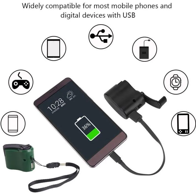 Dynamo Hand Crank USB Mobile Phone Emergency Charger Power Bank