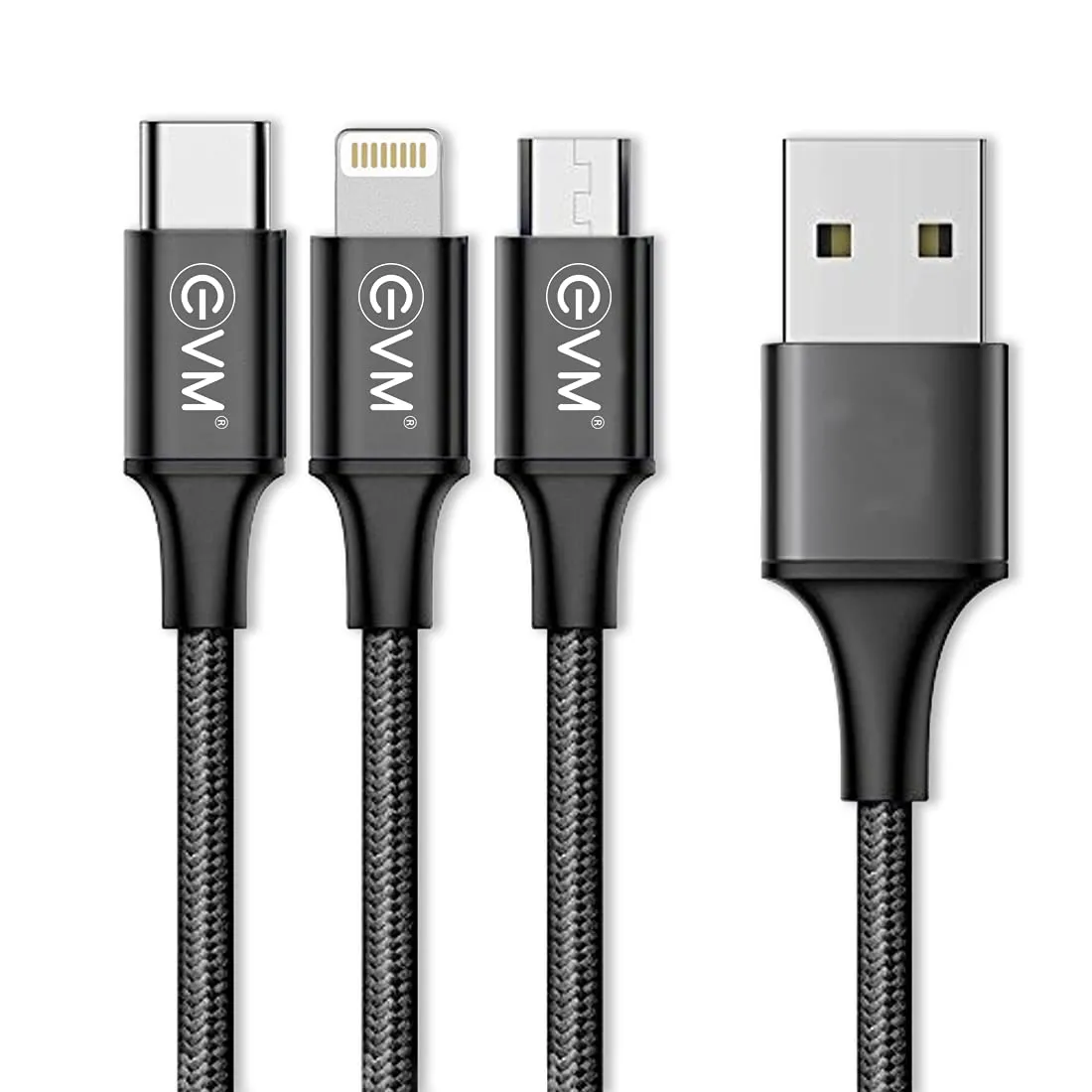 EVM TYPE C|MICRO|IPHONE CHARGER CABLE 3 IN 1  EVM-M-3