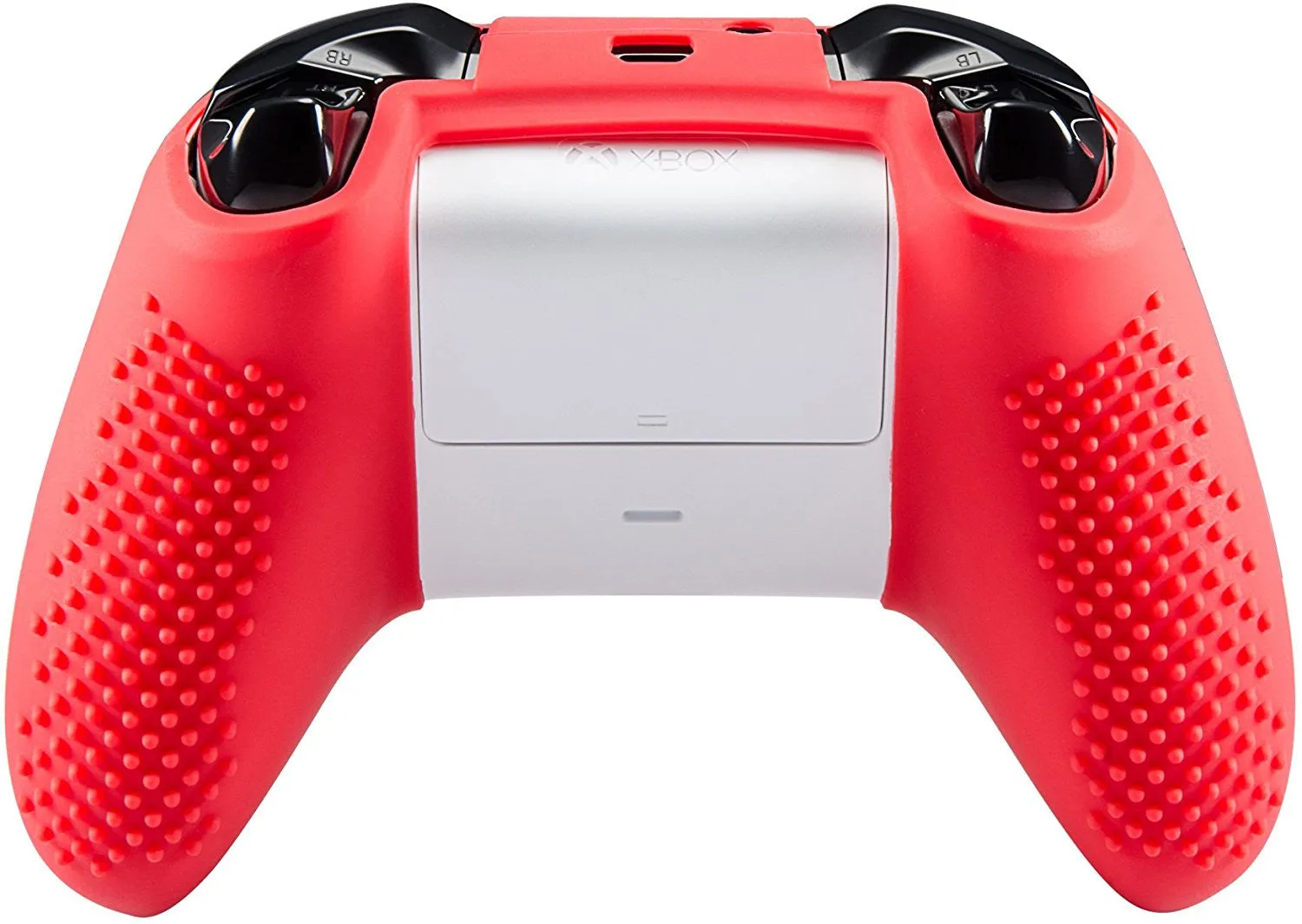 eXtremeRate PlayVital Soft Red Silicone Controller Cover Grips Caps Protective Case for Xbox One S for Xbox One X -XBOWP0039GC