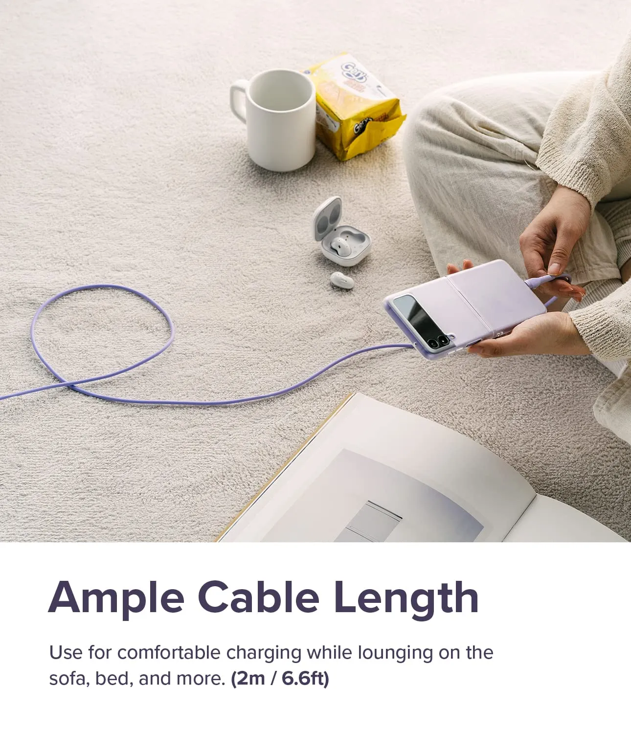 Fast Charging Pastel Cable | USB Type A to Type C | Purple  2m