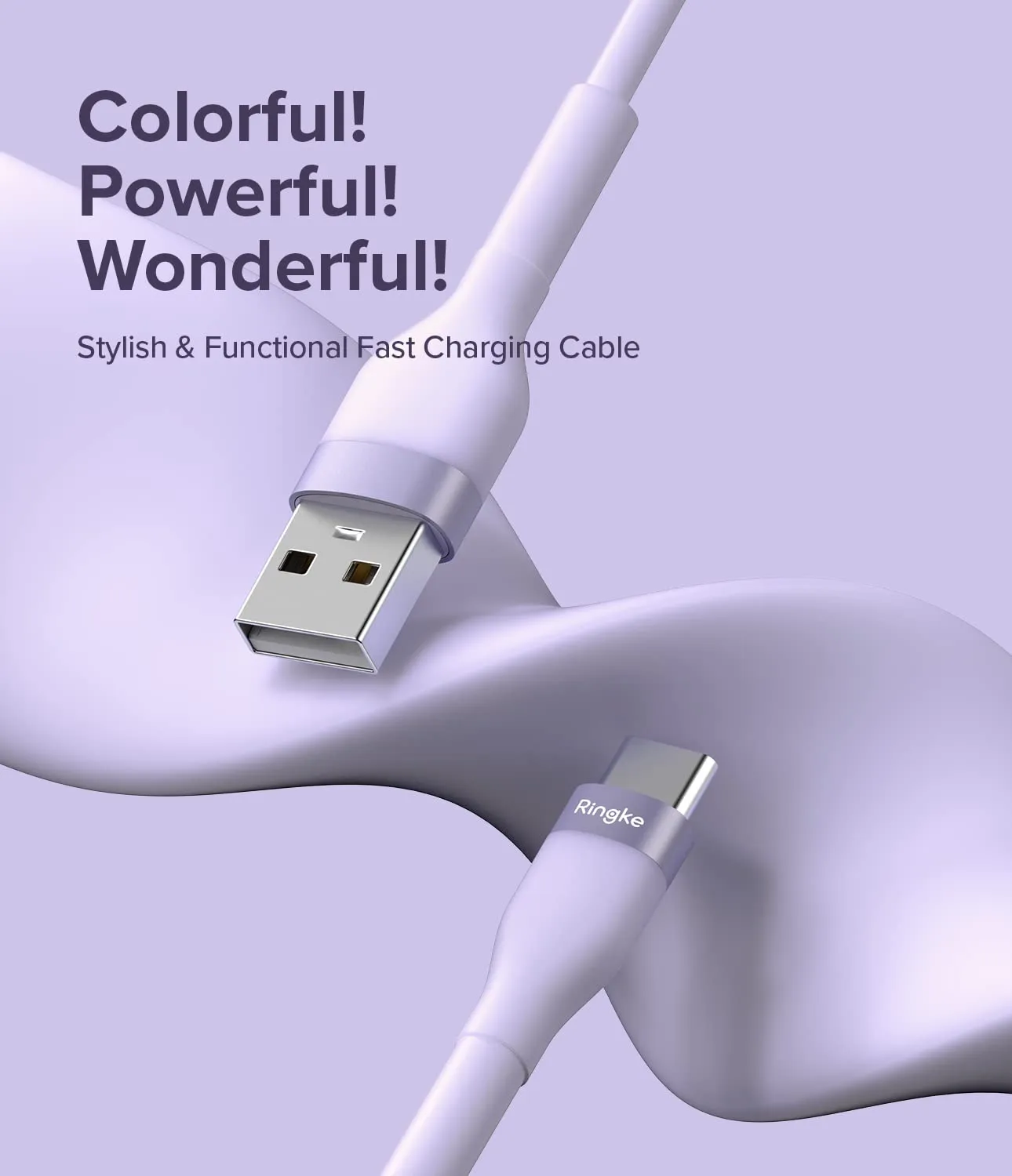 Fast Charging Pastel Cable | USB Type A to Type C | Purple  2m