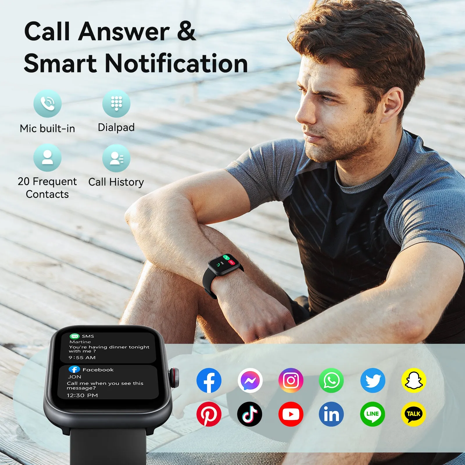 Fitpolo IDW20 Smart Watch with Bluetooth Call & Answer